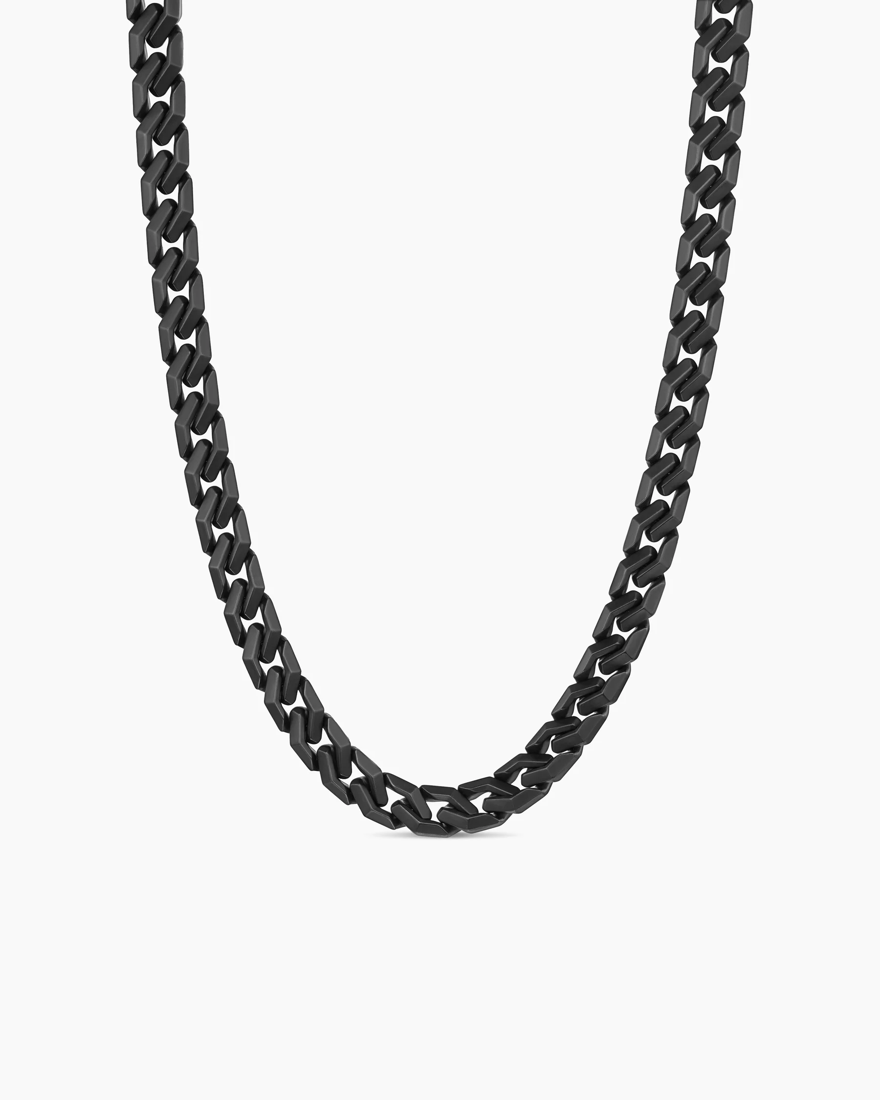 Curb Chain Angular Link Necklace in Anthracite Titanium, 8.7mm 16 Curb Chain Angular Link Necklace in Anthracite Titanium, 8.7mm