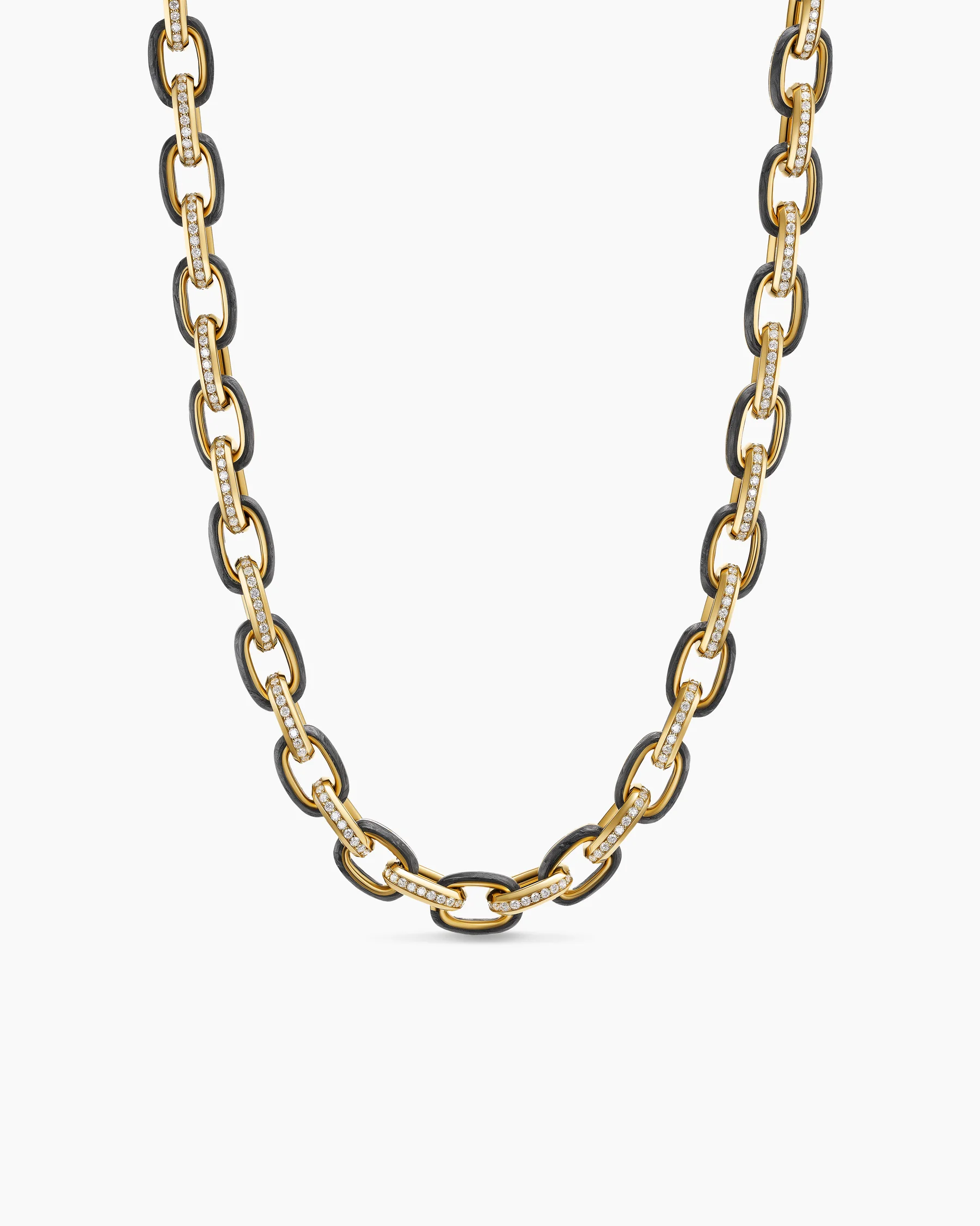 Streamline® Oval Link Necklace in 18K Yellow Gold with Forged Carbon, 10.8mm