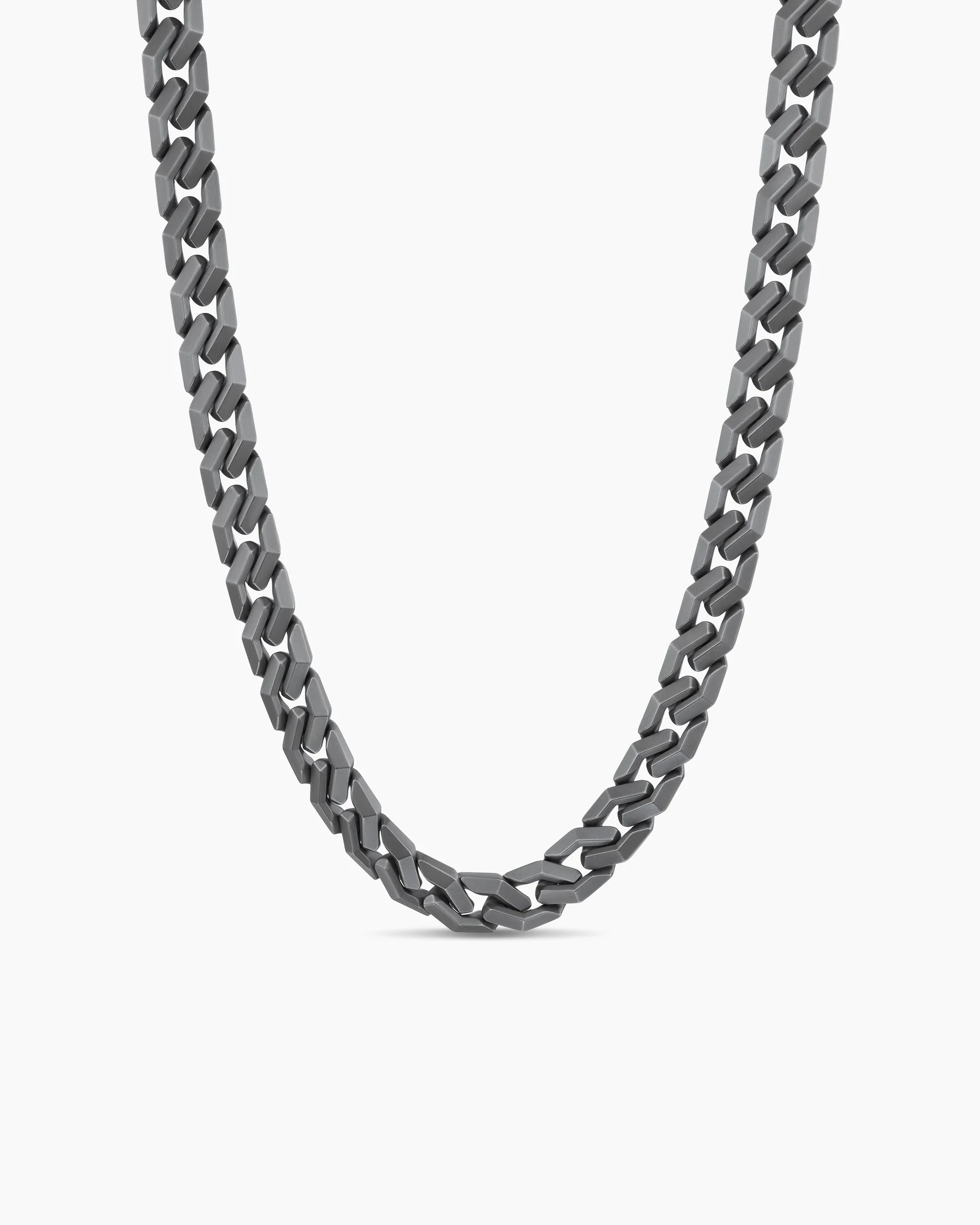 Curb Chain Angular Link Necklace in Sterling Silver, 11mm