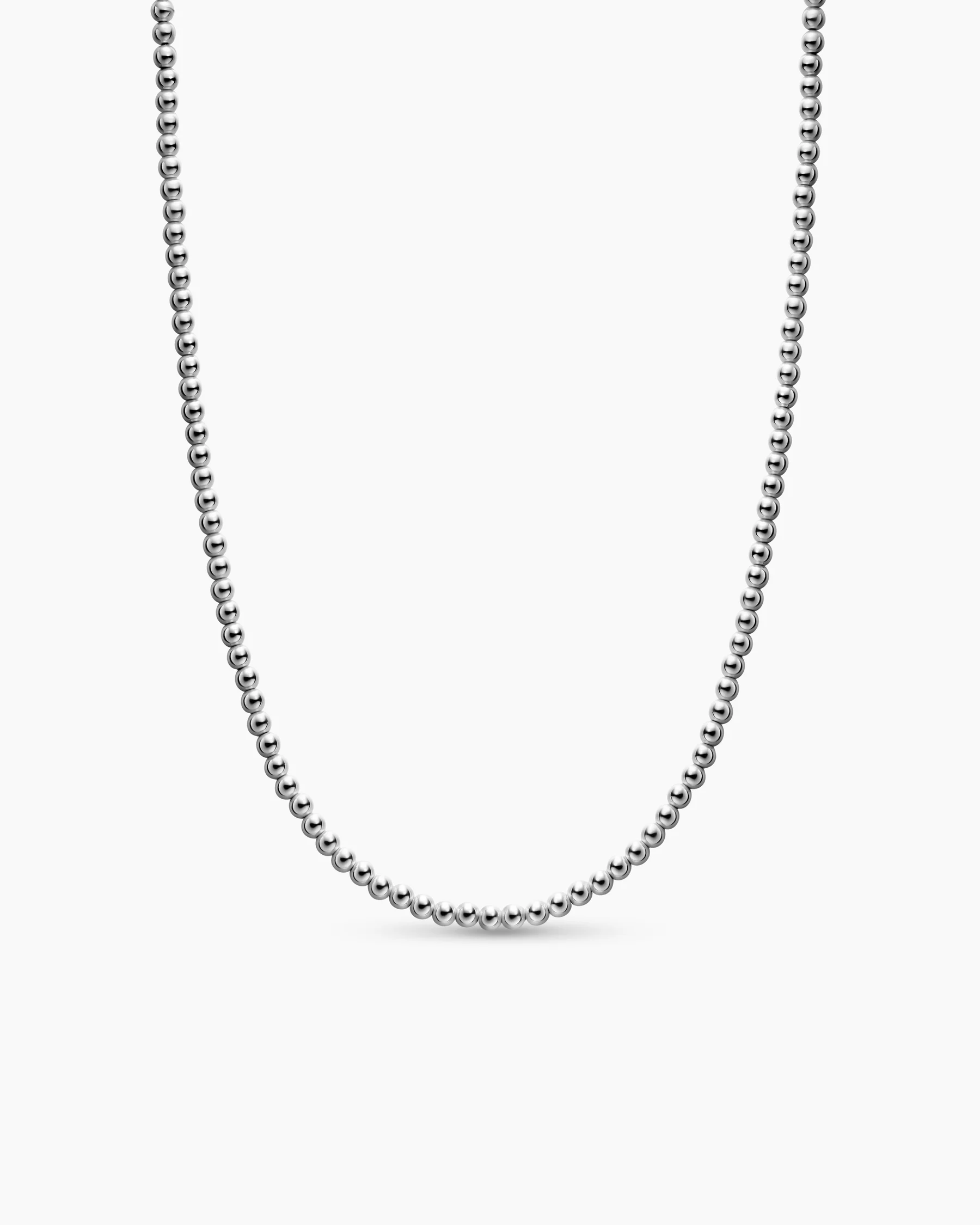 Spiritual Beads Metal Bead Necklace in Sterling Silver, 4mm