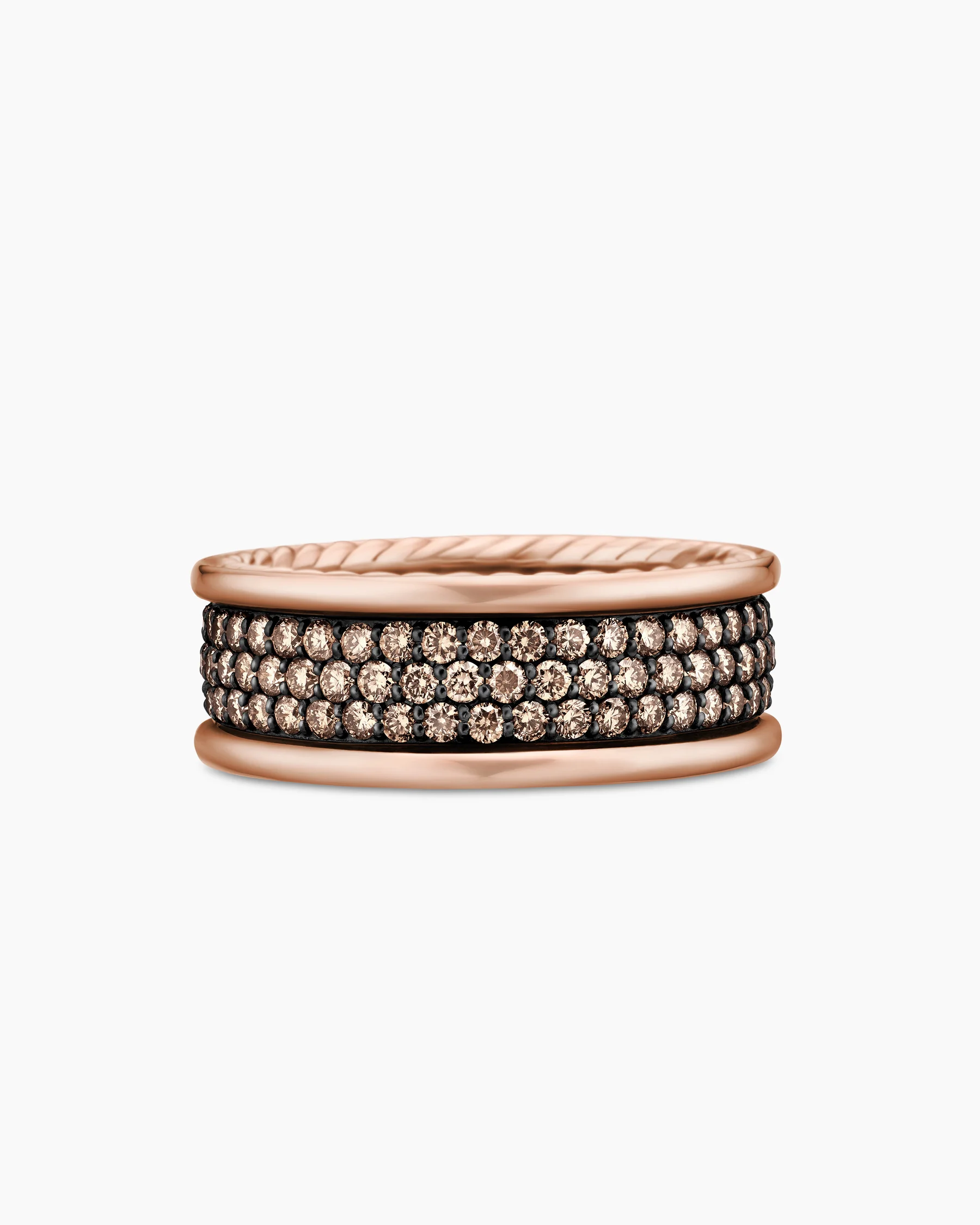 Streamline® Pavé Three Row Band Ring in 18K Rose Gold with Cognac Diamonds, 8.5mm 22 Streamline® Pavé Three Row Band Ring in 18K Rose Gold with Cognac Diamonds, 8.5mm