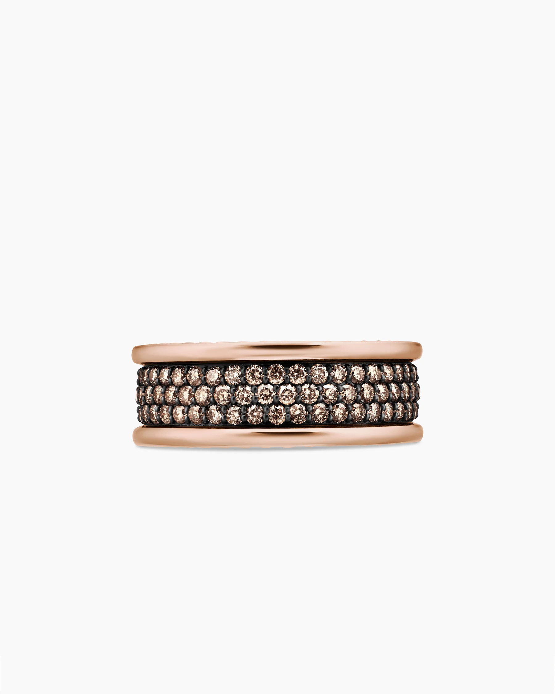 Streamline® Pavé Three Row Band Ring in 18K Rose Gold with Cognac Diamonds, 8.5mm 25 Streamline® Pavé Three Row Band Ring in 18K Rose Gold with Cognac Diamonds, 8.5mm