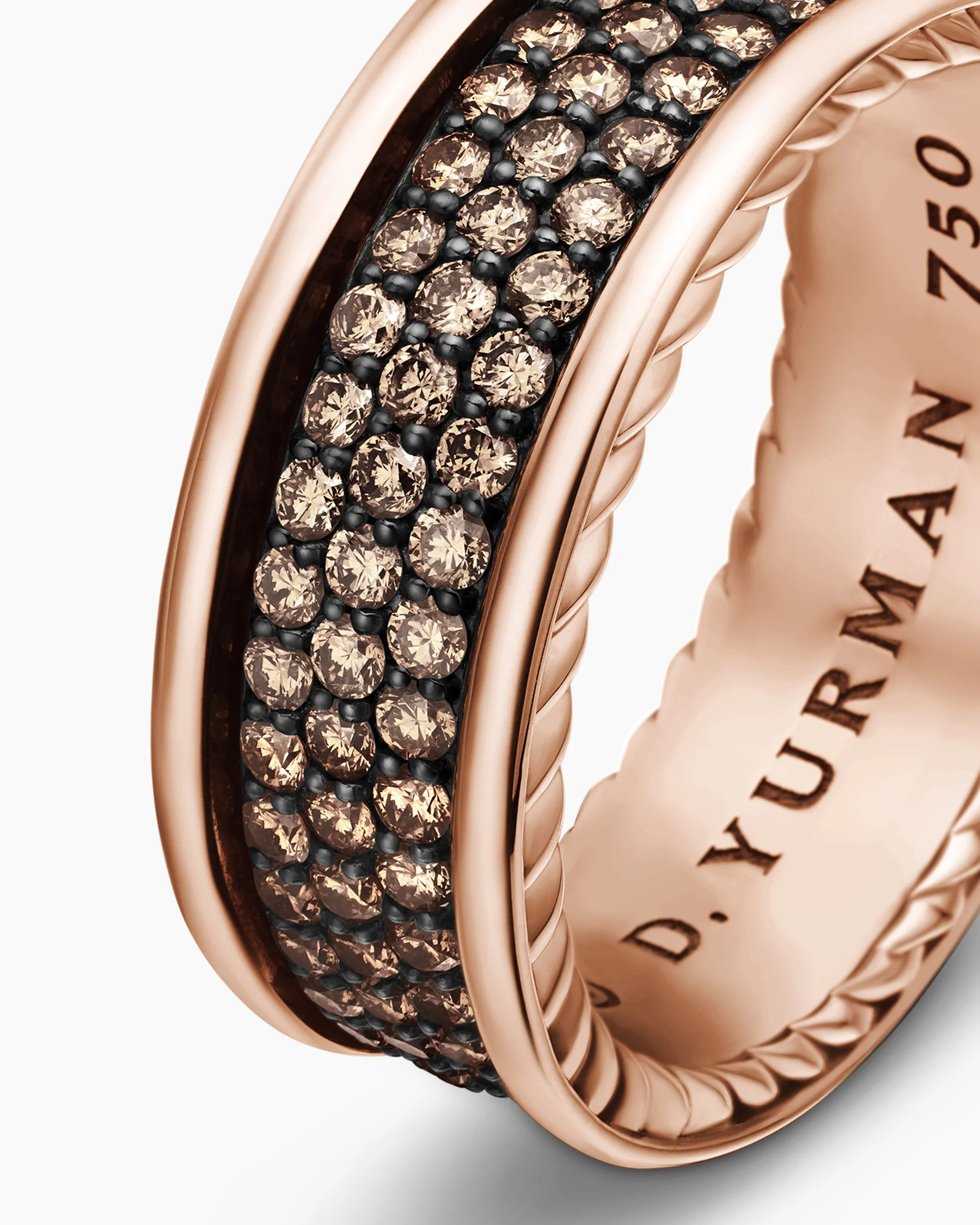 Streamline® Pavé Three Row Band Ring in 18K Rose Gold with Cognac Diamonds, 8.5mm 27 Streamline® Pavé Three Row Band Ring in 18K Rose Gold with Cognac Diamonds, 8.5mm