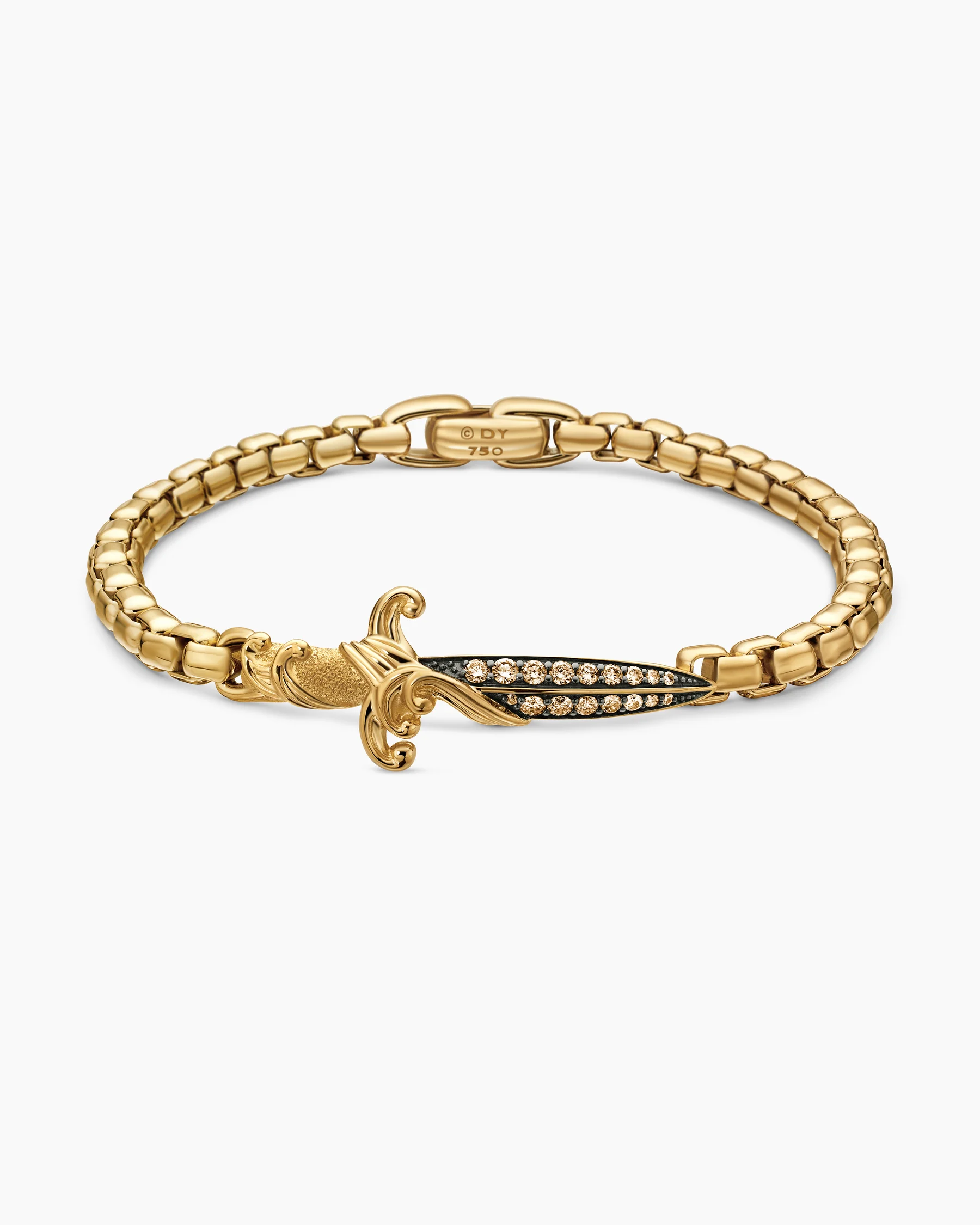 Waves Dagger Bracelet in Sterling Silver with Black Diamonds, 5mm