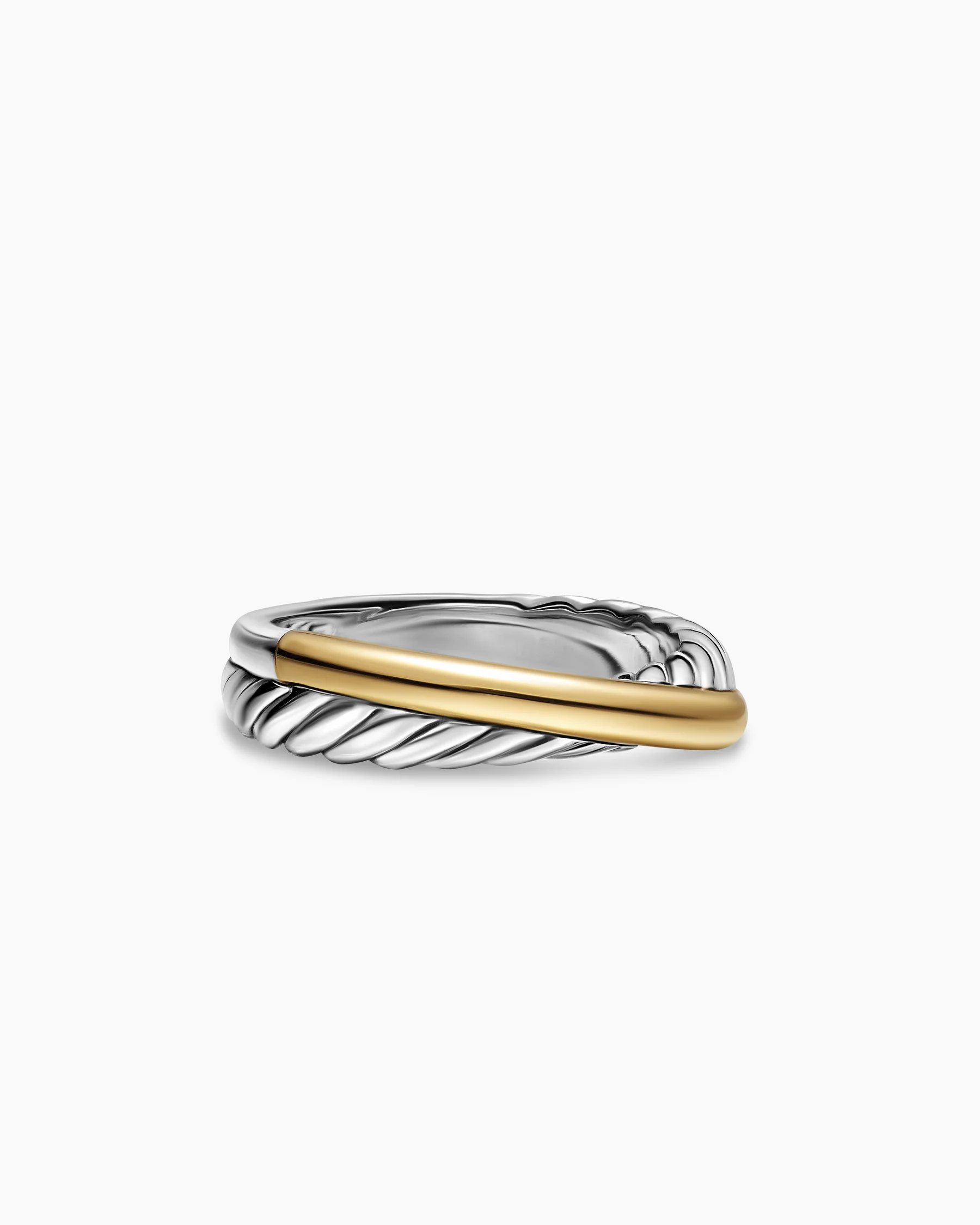 Crossover Band Ring in Sterling Silver with Diamonds, 5.3mm