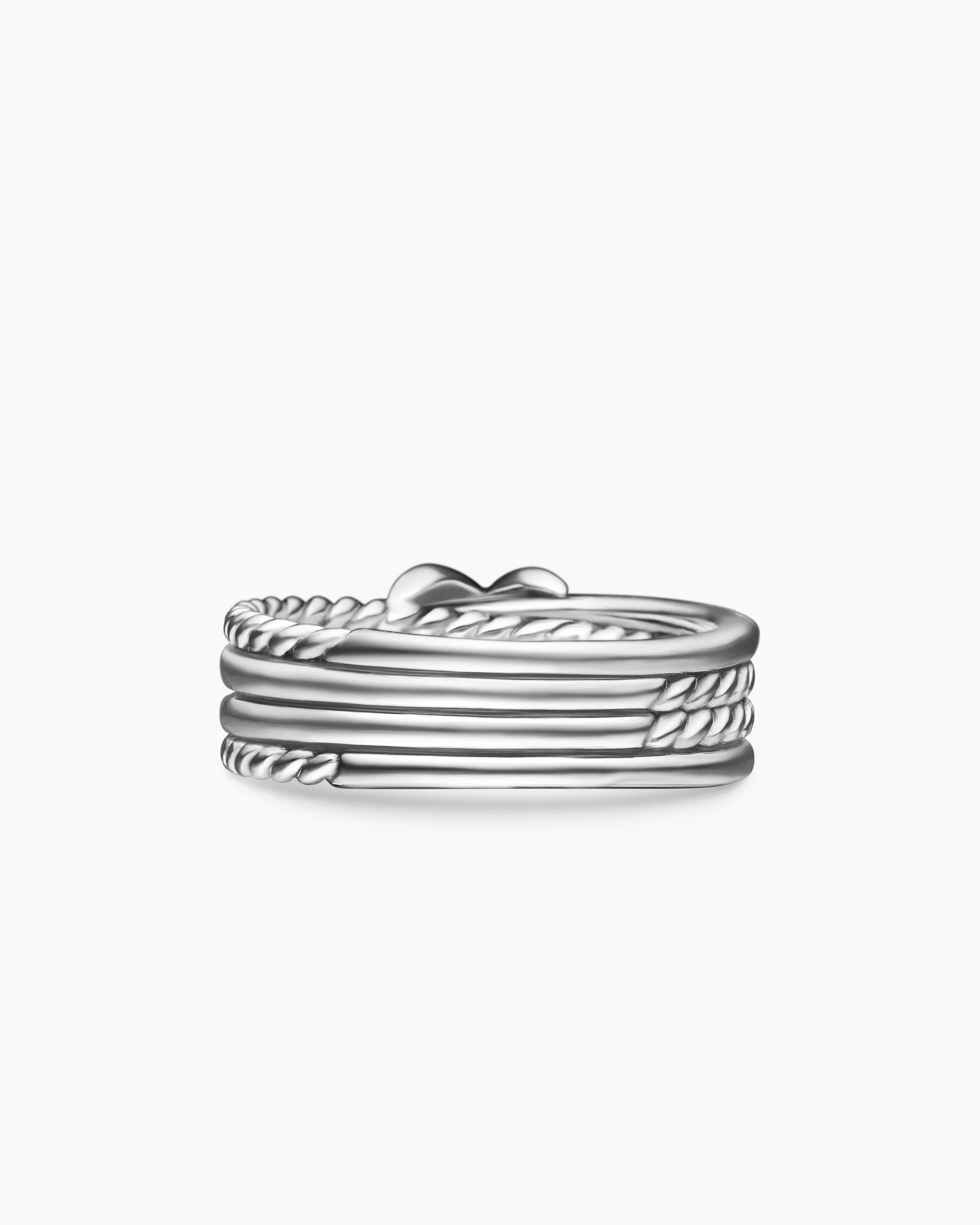 X Crossover Band Ring in Sterling Silver with Diamonds, 6mm 6 X Crossover Band Ring in Sterling Silver with Diamonds, 6mm