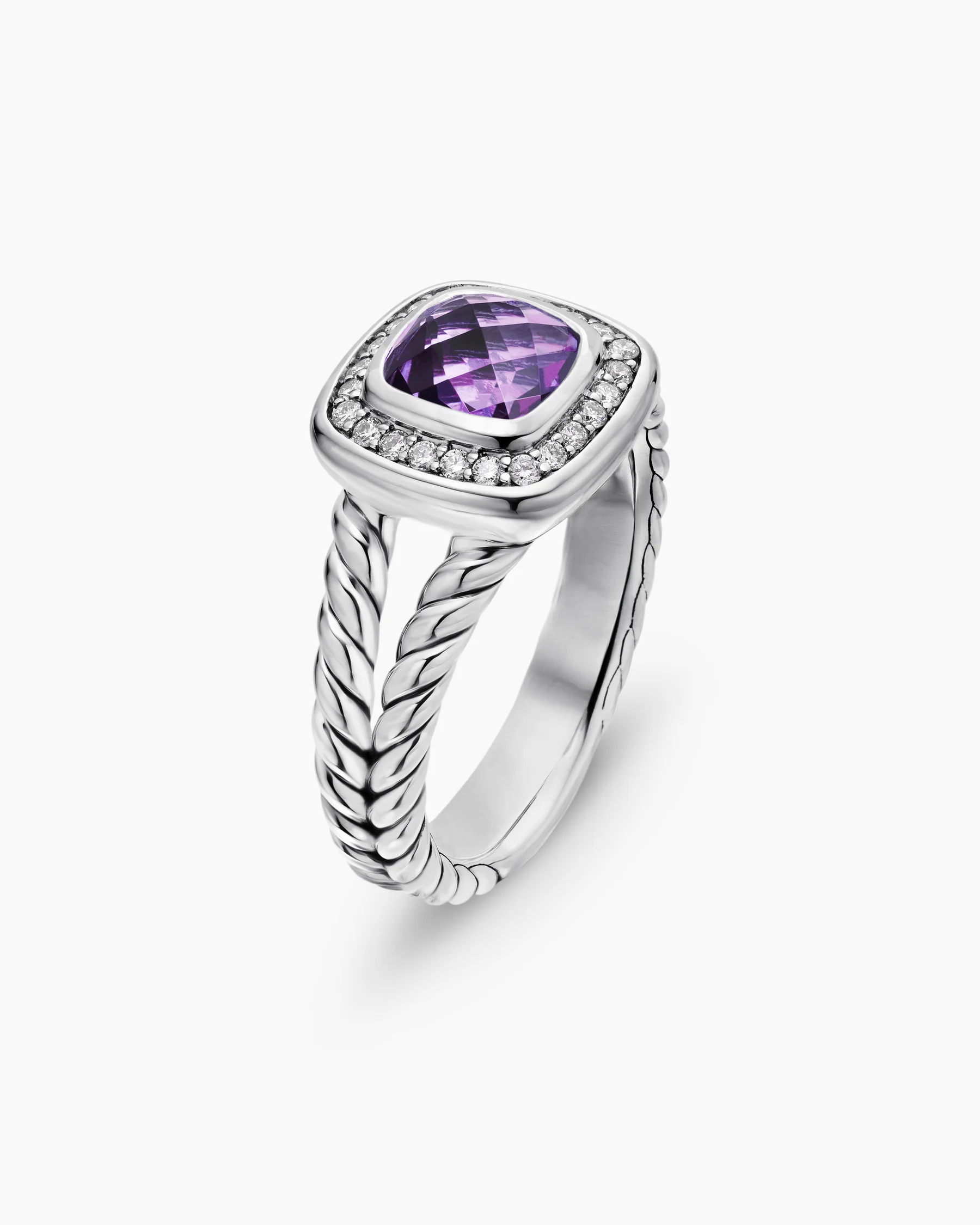 Petite Albion® Ring in Sterling Silver with Amethyst and Diamonds, 7mm 3 Petite Albion® Ring in Sterling Silver with Amethyst and Diamonds, 7mm