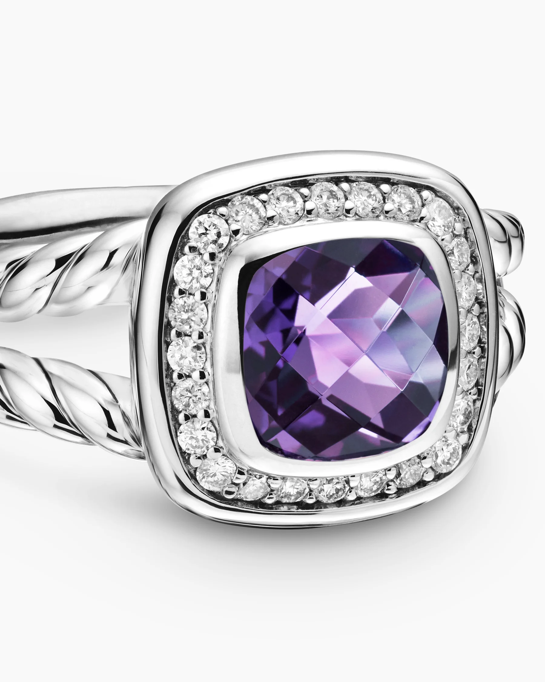 Petite Albion® Ring in Sterling Silver with Amethyst and Diamonds, 7mm 5 Petite Albion® Ring in Sterling Silver with Amethyst and Diamonds, 7mm