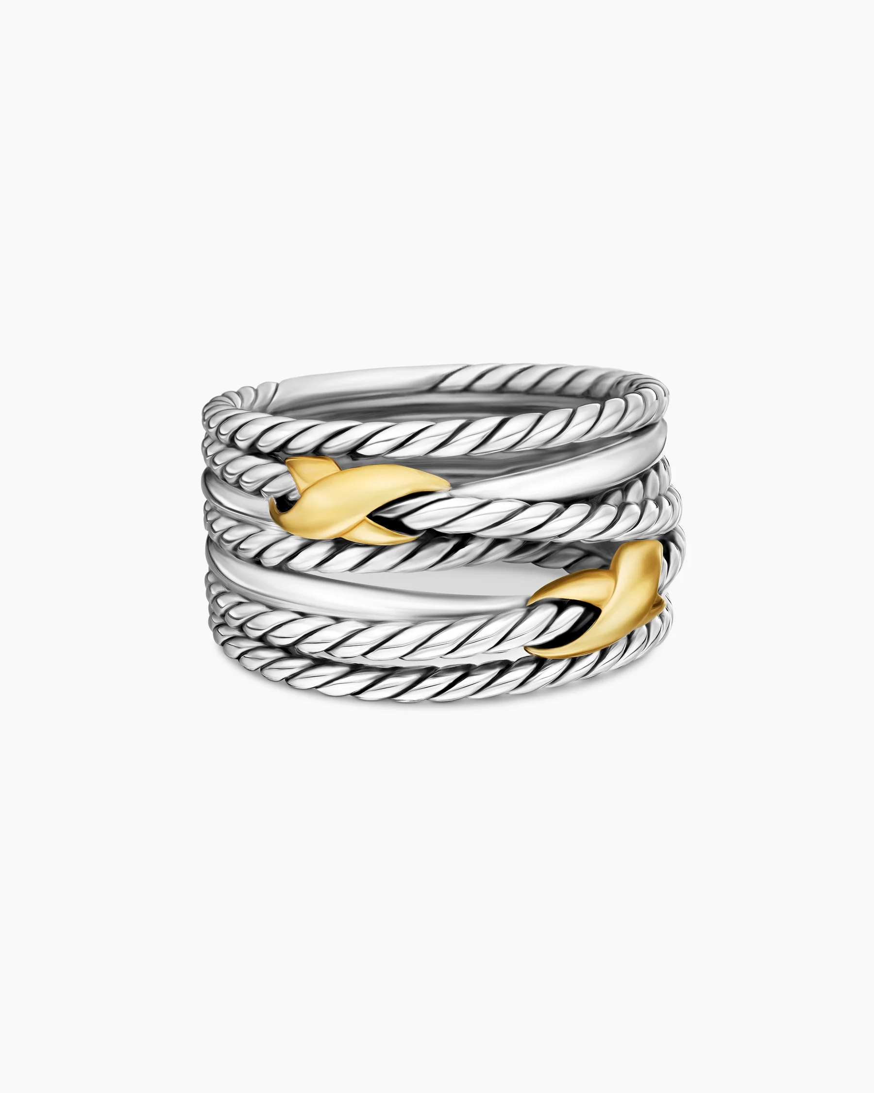 Double X Crossover Ring in Sterling Silver with 18K Yellow Gold, 13mm 80 Double X Crossover Ring in Sterling Silver with 18K Yellow Gold, 13mm