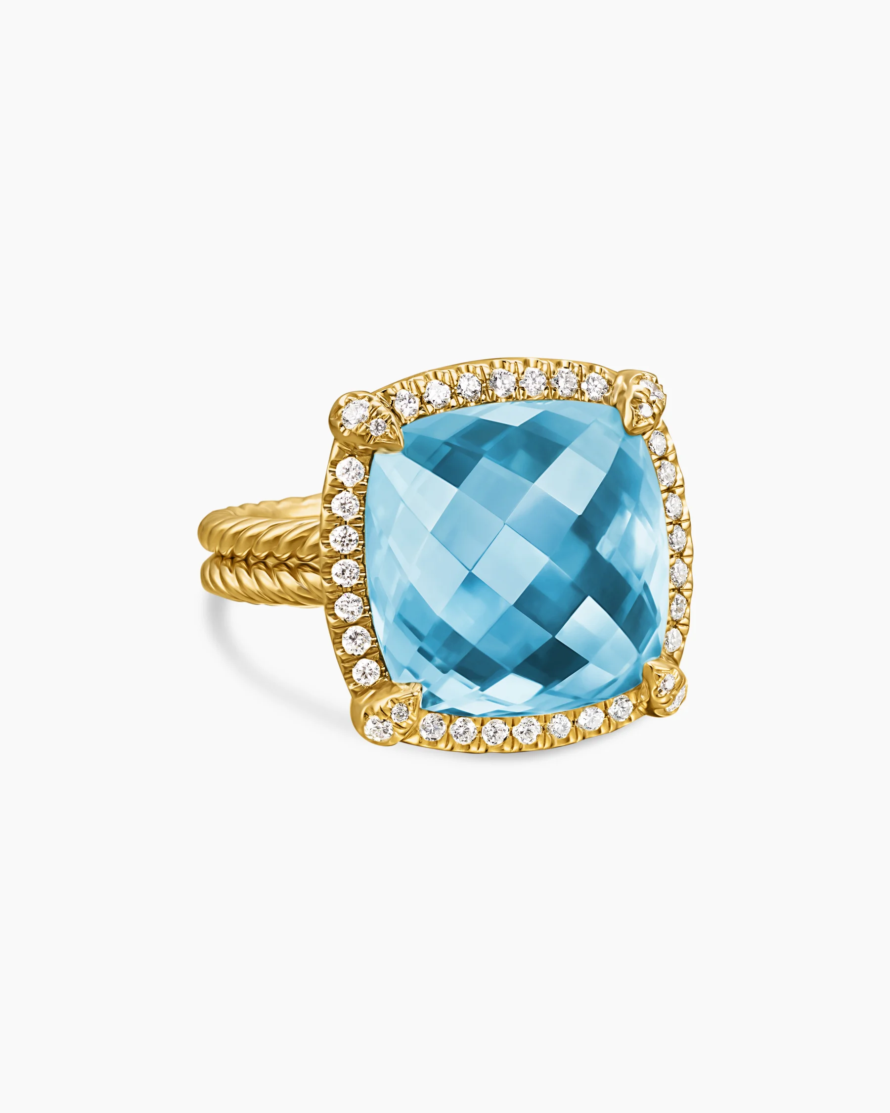 Chatelaine® Pavé Bezel Ring in 18K Yellow Gold with Champagne Citrine and Diamonds, 14mm