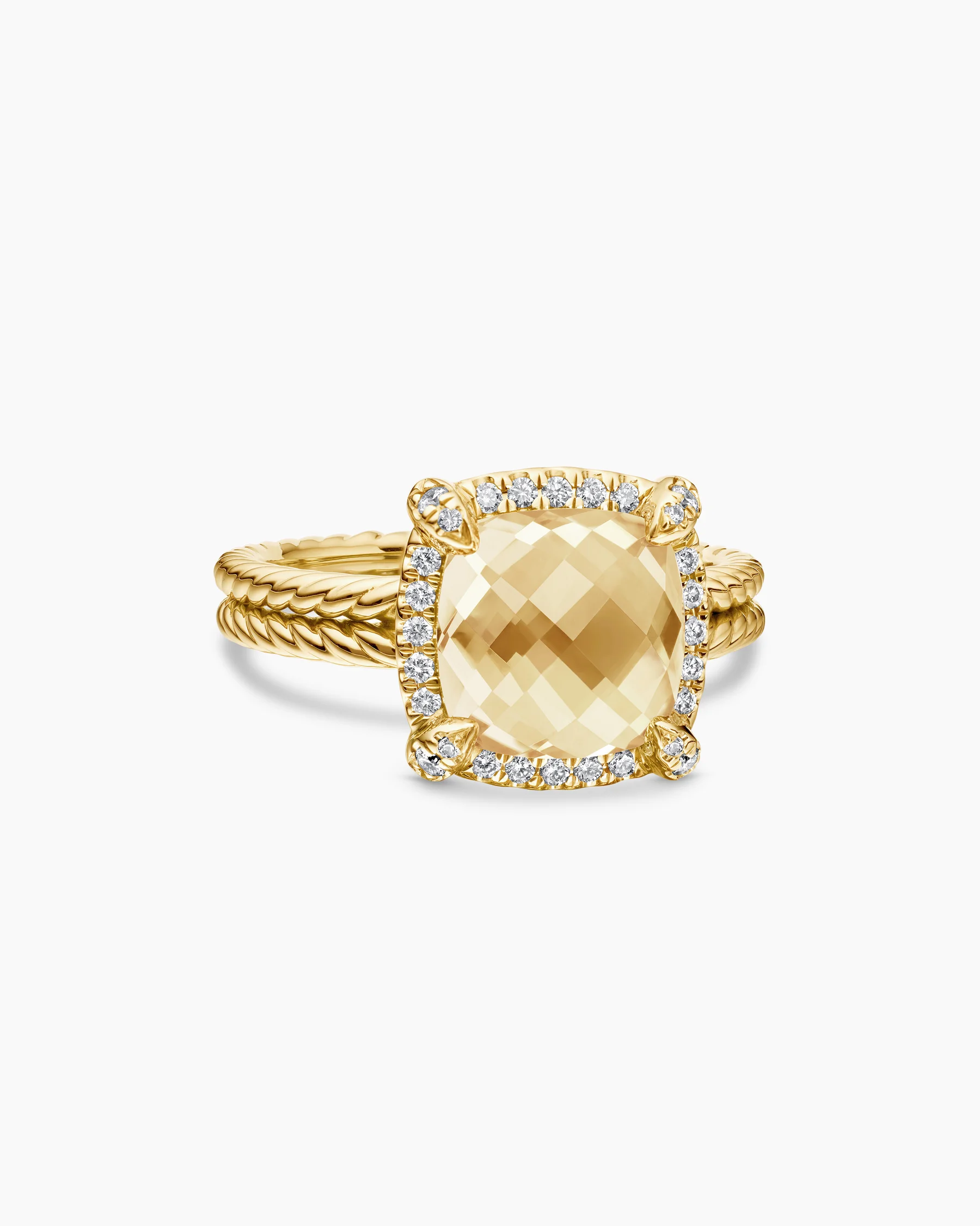 Chatelaine® Pavé Bezel Ring in 18K Yellow Gold with Champagne Citrine and Diamonds, 9mm