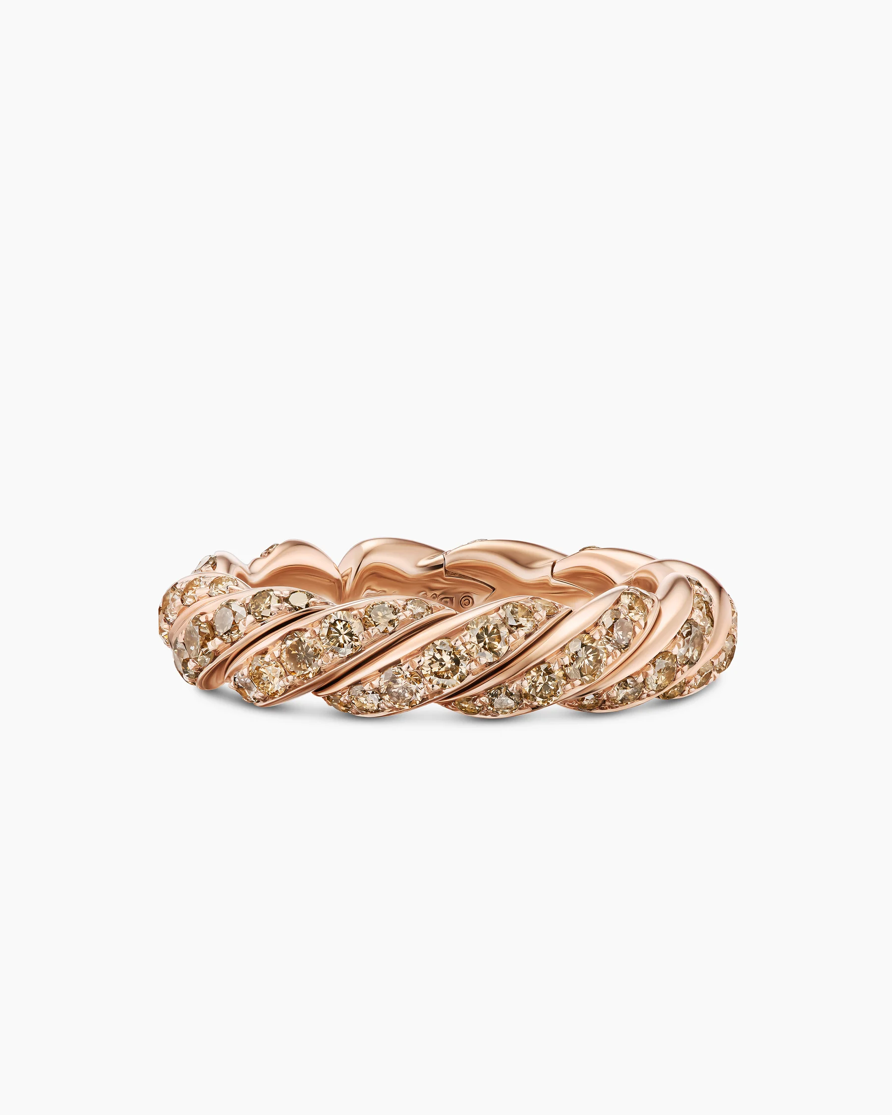 Sculpted Cable Flex® Band Ring in 18K White Gold with Diamonds, 5mm