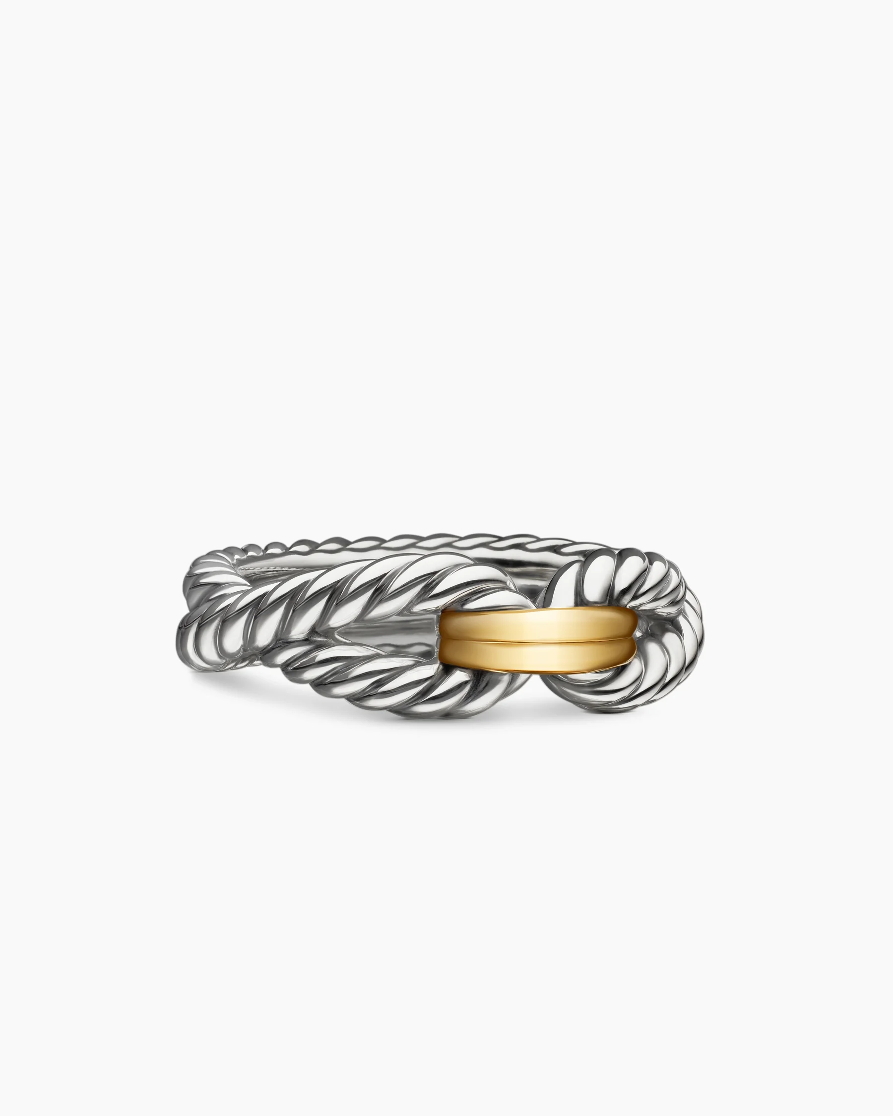 Cable Loop Band Ring in Sterling Silver with 18K Yellow Gold, 7mm
