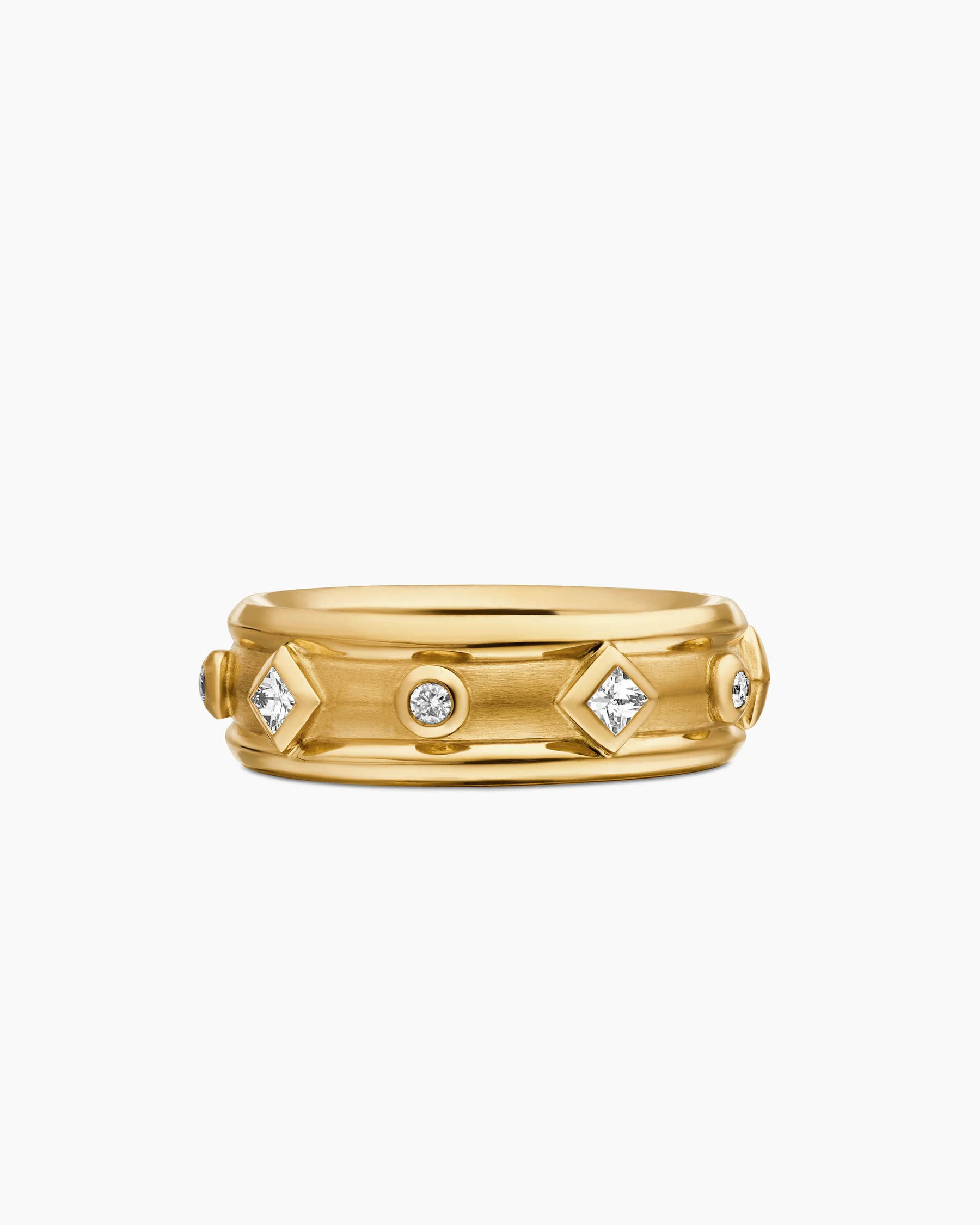Modern Renaissance® Band Ring in 18K Yellow Gold with Diamonds, 6.6mm