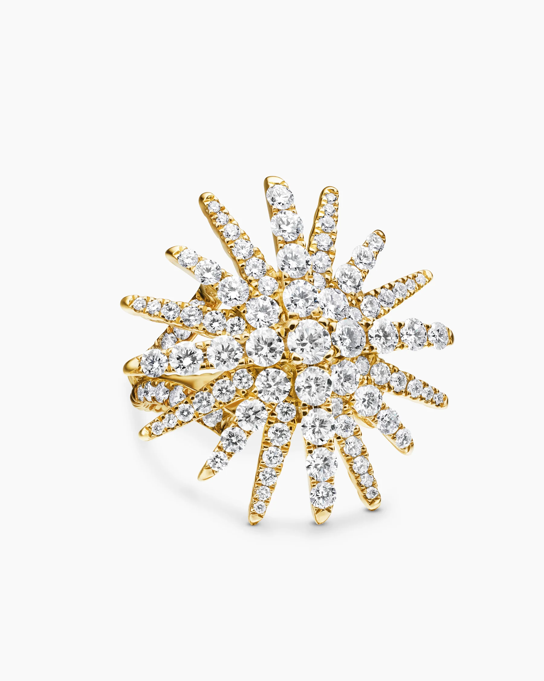 Starburst Ring in 18K Yellow Gold with Diamonds, 28mm