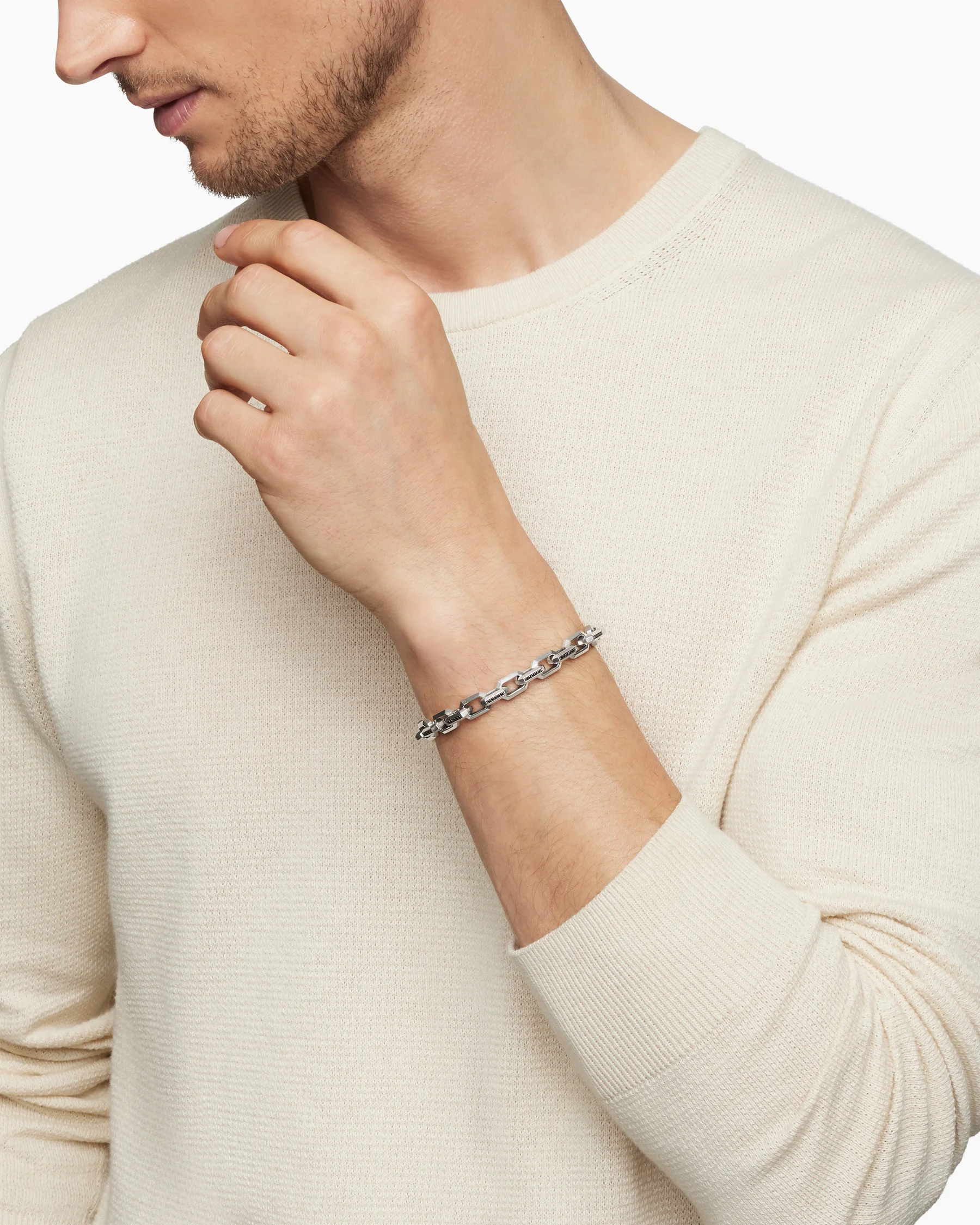Streamline® Heirloom Chain Link Bracelet in Sterling Silver with Pavé Black Diamonds, 7.5mm 18 Streamline® Heirloom Chain Link Bracelet in Sterling Silver with Pavé Black Diamonds, 7.5mm