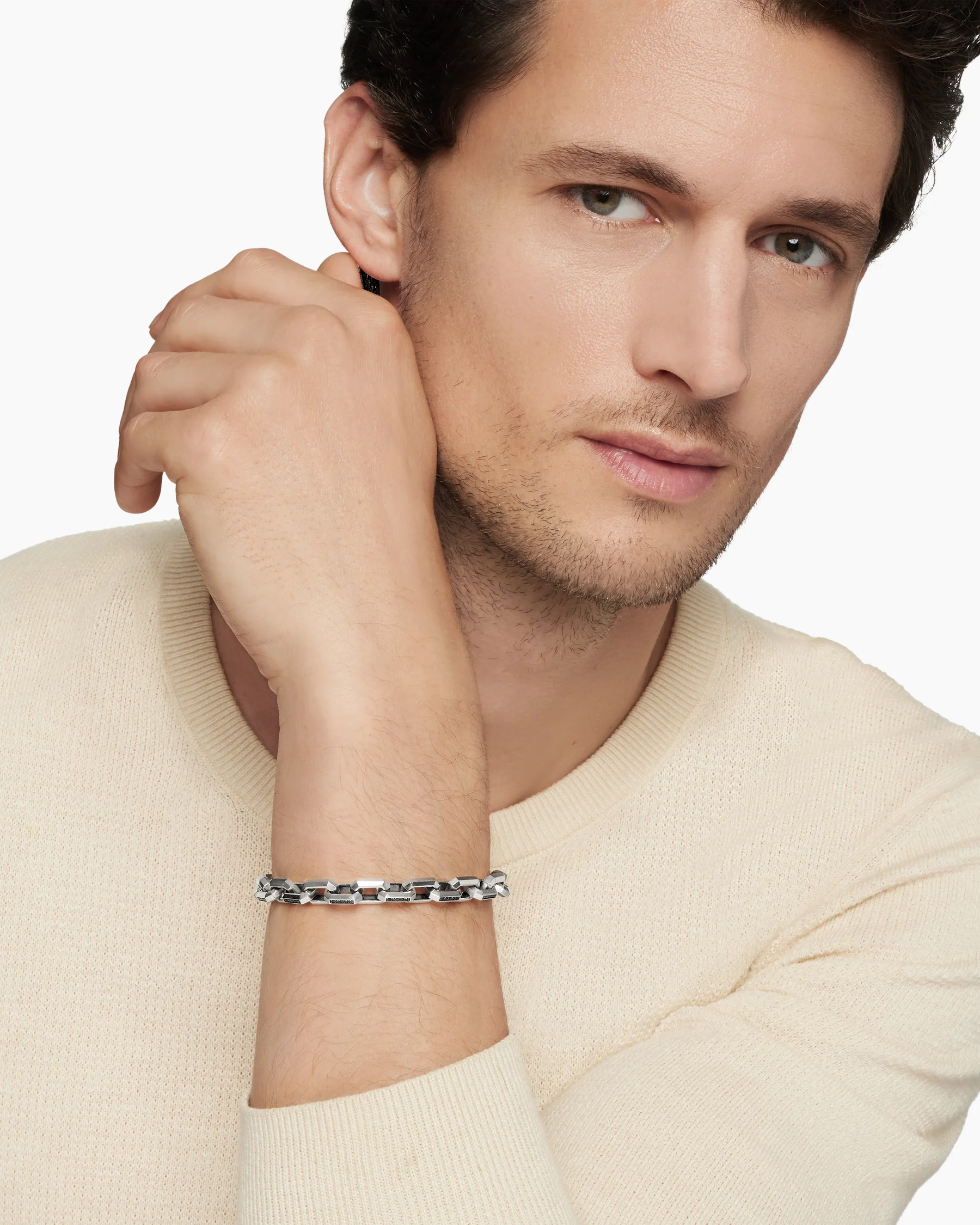 Streamline® Heirloom Chain Link Bracelet in Sterling Silver with Pavé Black Diamonds, 7.5mm 24 Streamline® Heirloom Chain Link Bracelet in Sterling Silver with Pavé Black Diamonds, 7.5mm