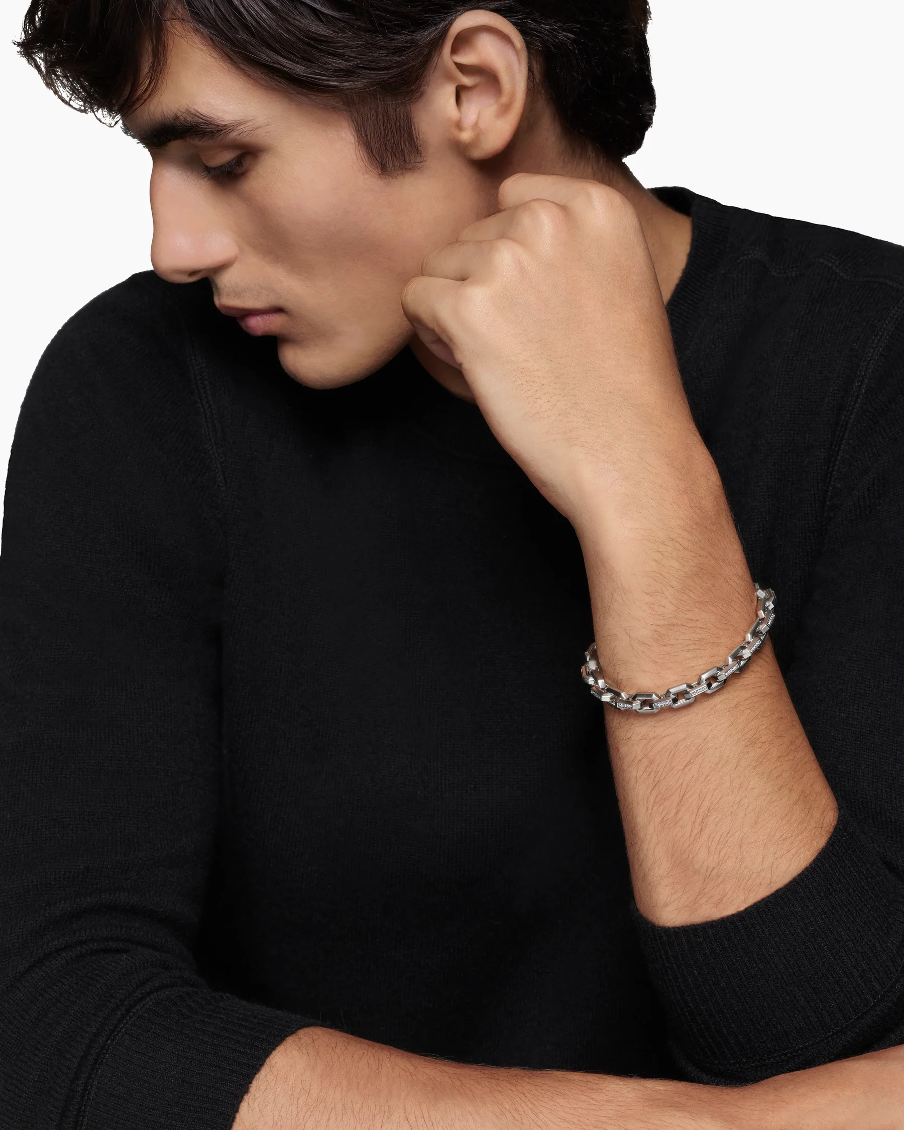 Streamline® Heirloom Chain Link Bracelet in Sterling Silver with Pavé Black Diamonds, 7.5mm 31 Streamline® Heirloom Chain Link Bracelet in Sterling Silver with Pavé Black Diamonds, 7.5mm