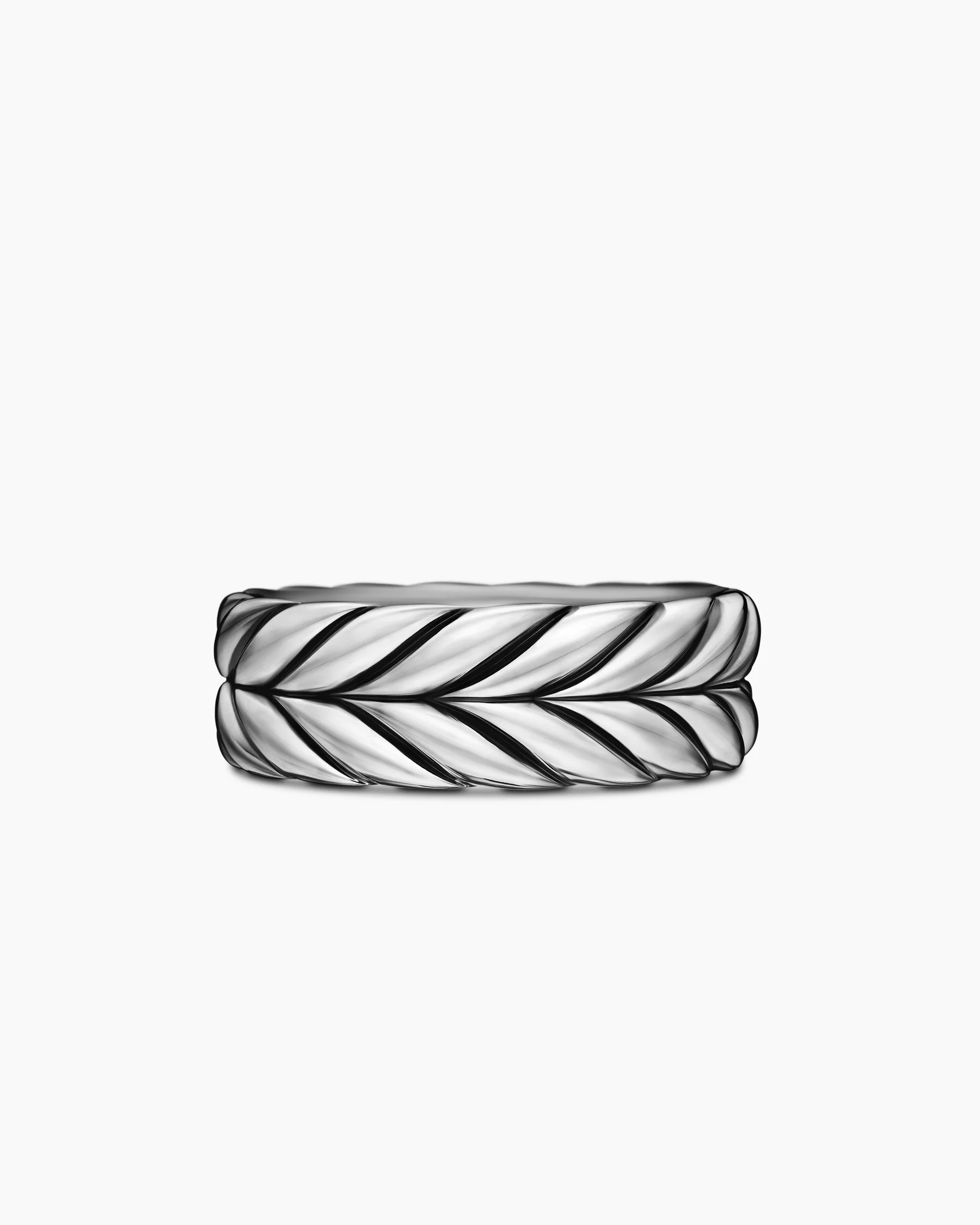 Chevron Band Ring in Black Titanium, 9mm