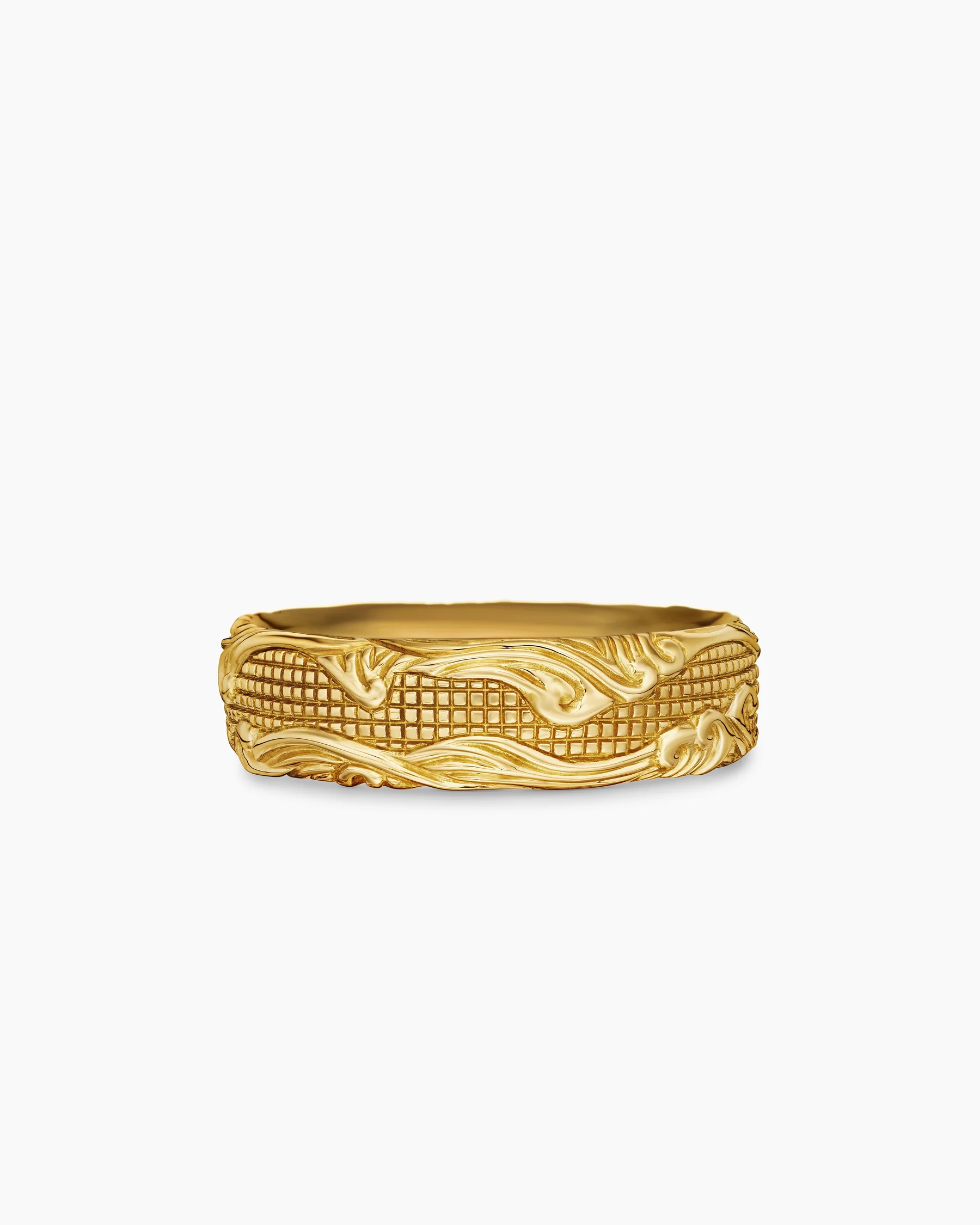 Waves Band Ring in 18K Yellow Gold, 7mm