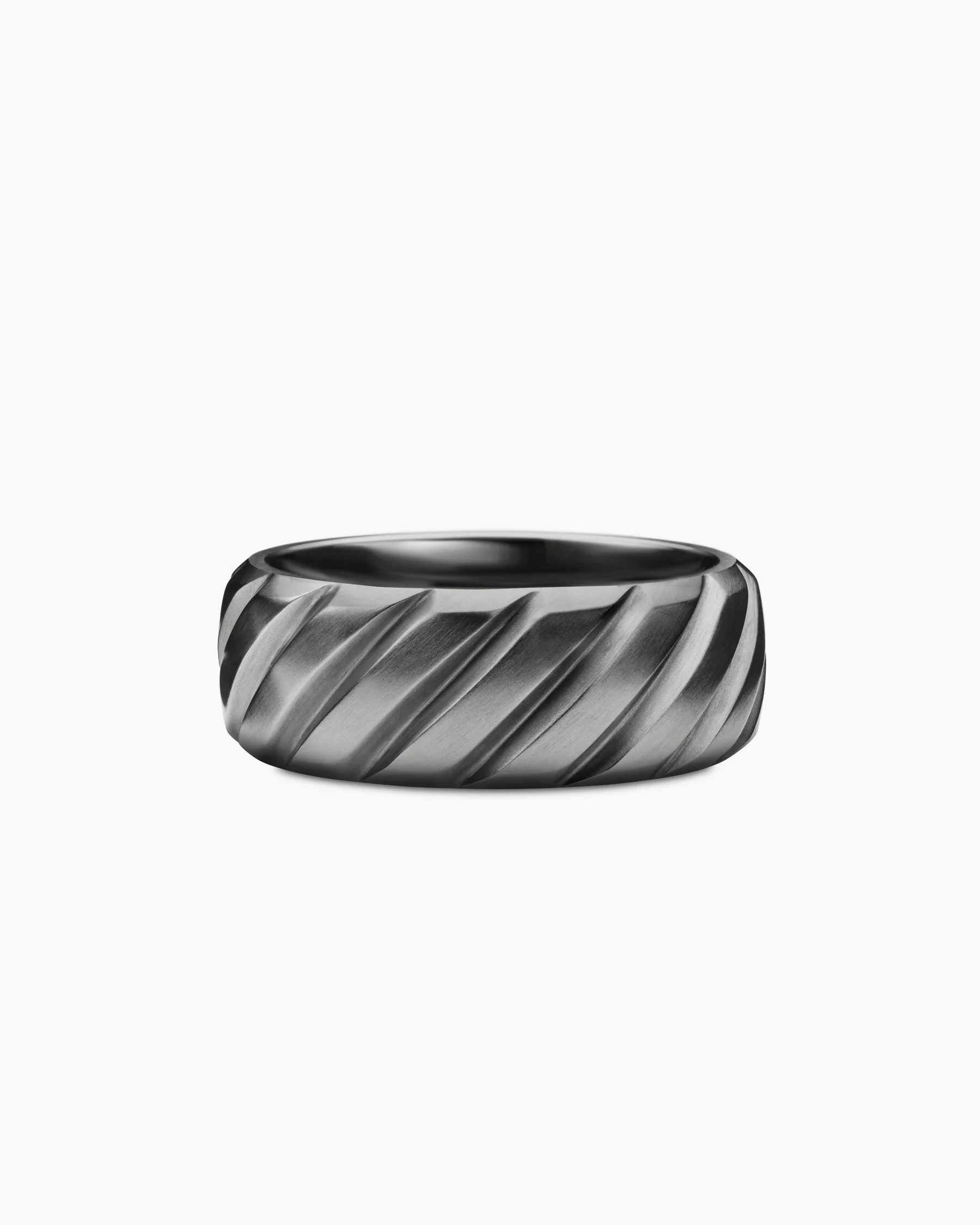Modern Cable Band Ring in Grey Titanium, 9mm