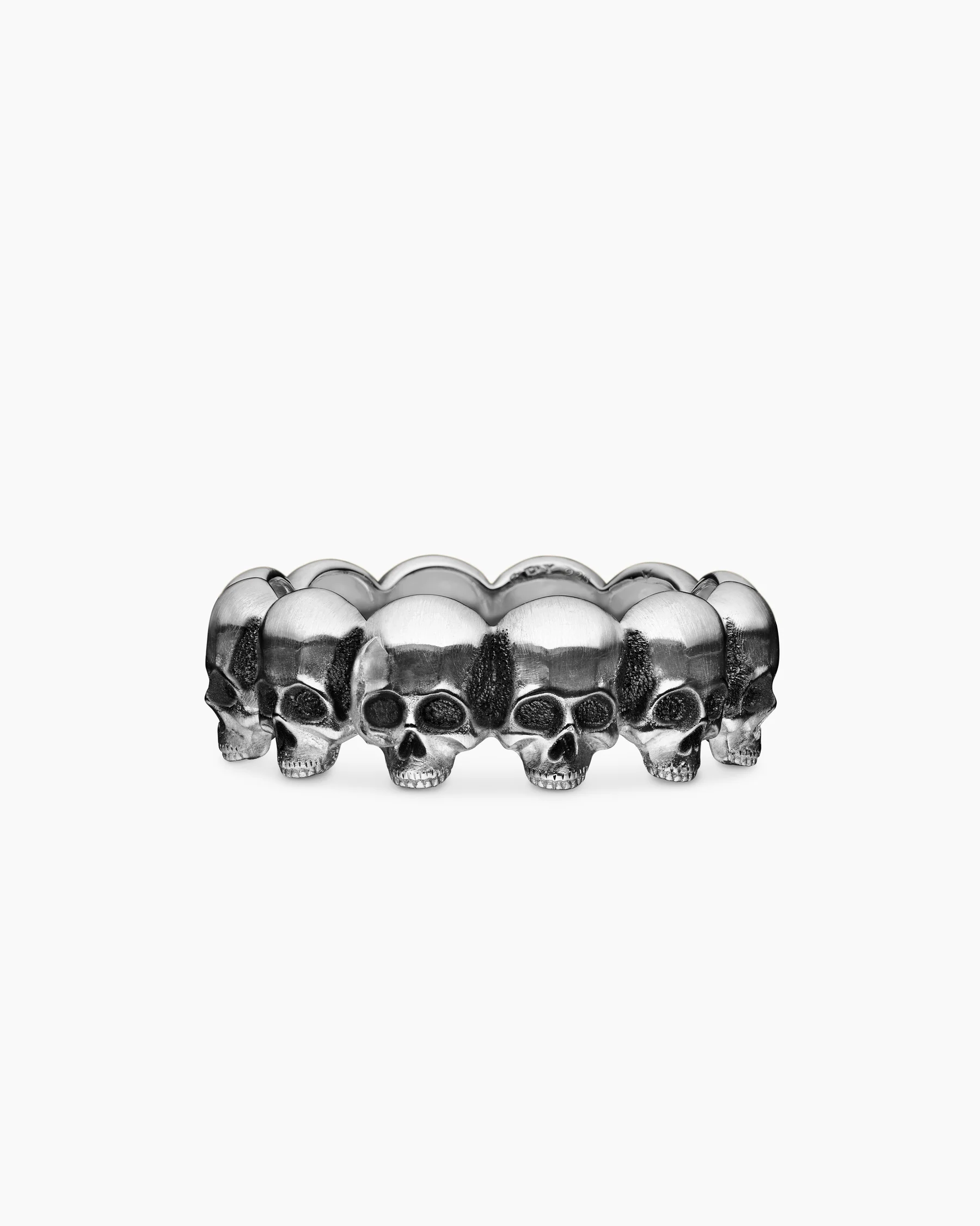 Memento Mori Skull Band Ring in Sterling Silver, 8.5mm