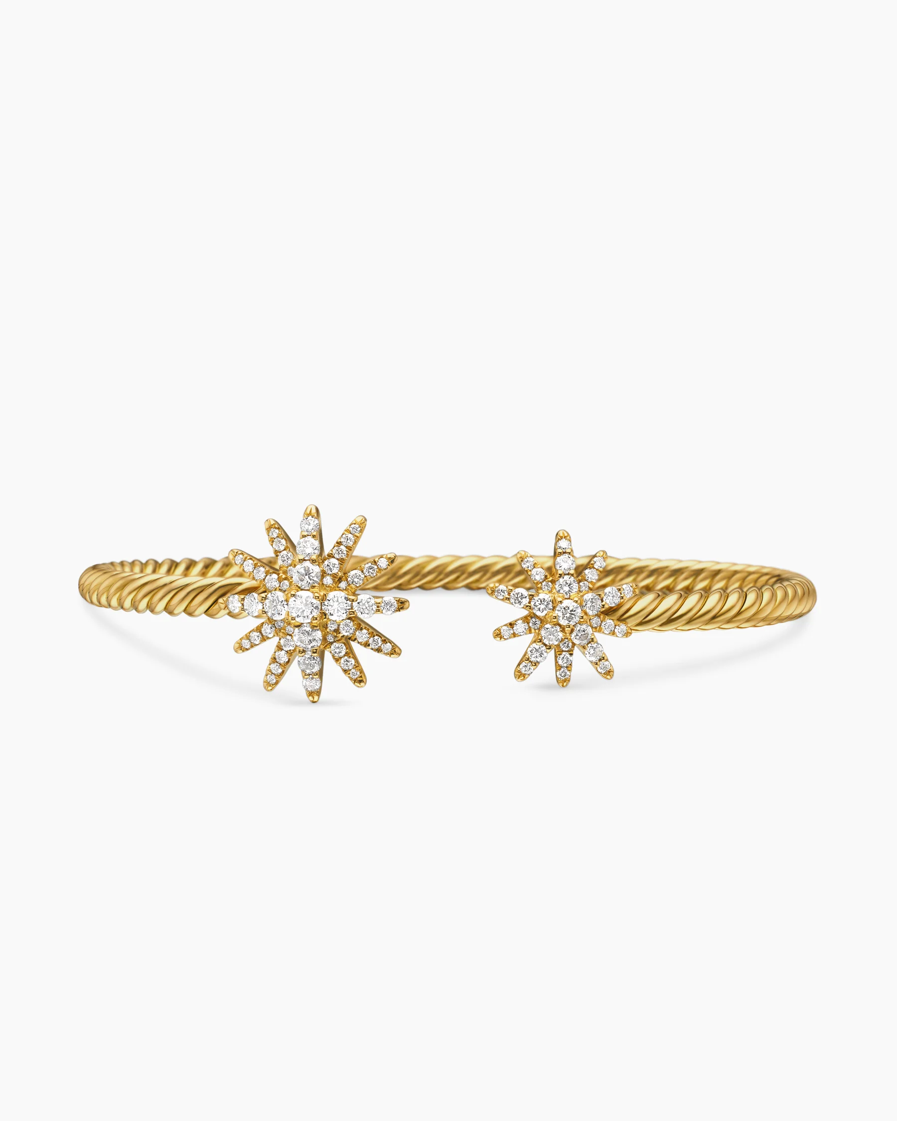 Starburst Cable Bracelet in 18K Yellow Gold with Diamonds, 3.5mm