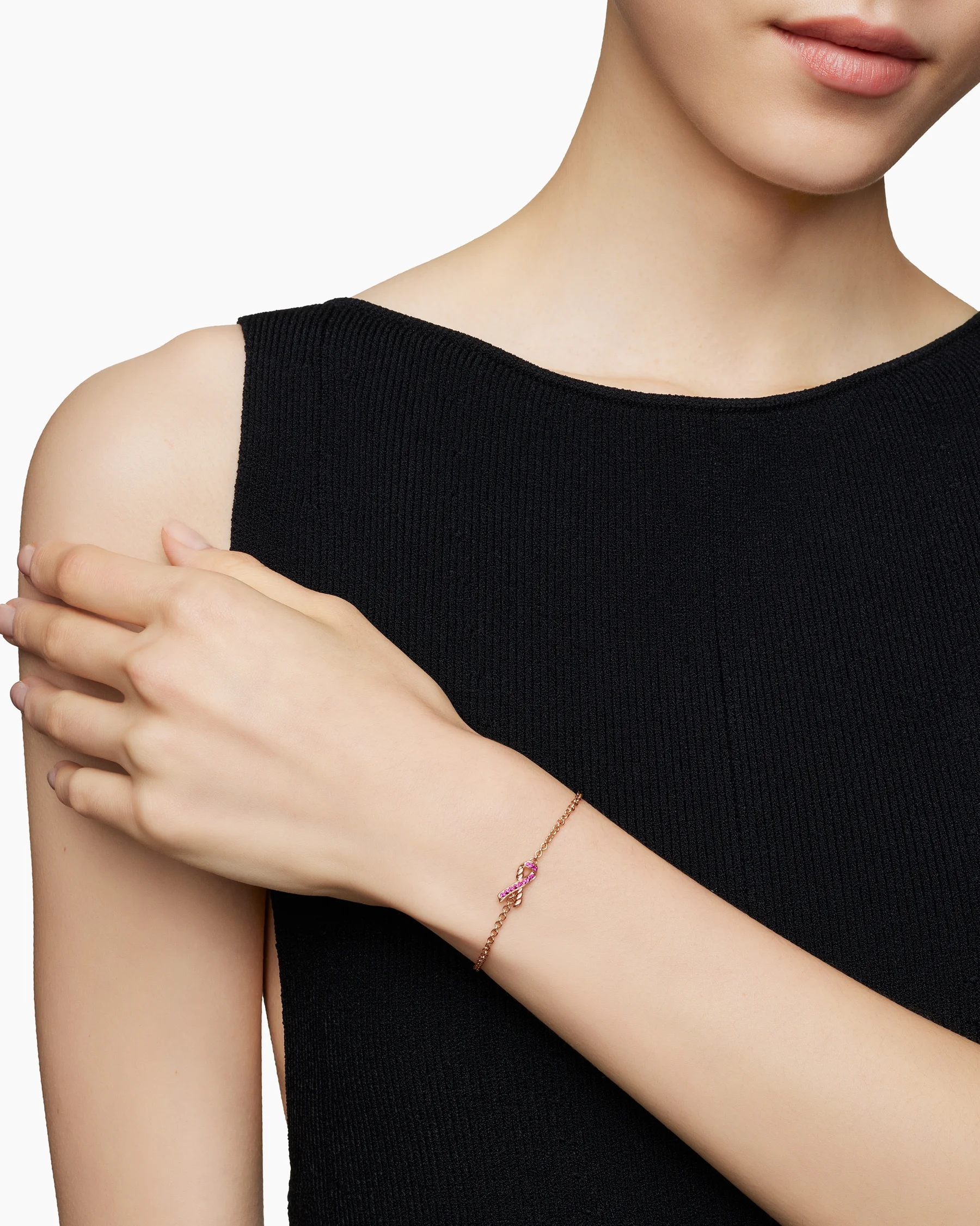 Cable Collectibles® Ribbon Chain Bracelet in 18K Rose Gold with Pavé Pink Sapphires, 15mm 2 Cable Collectibles® Ribbon Chain Bracelet in 18K Rose Gold with Pavé Pink Sapphires, 15mm