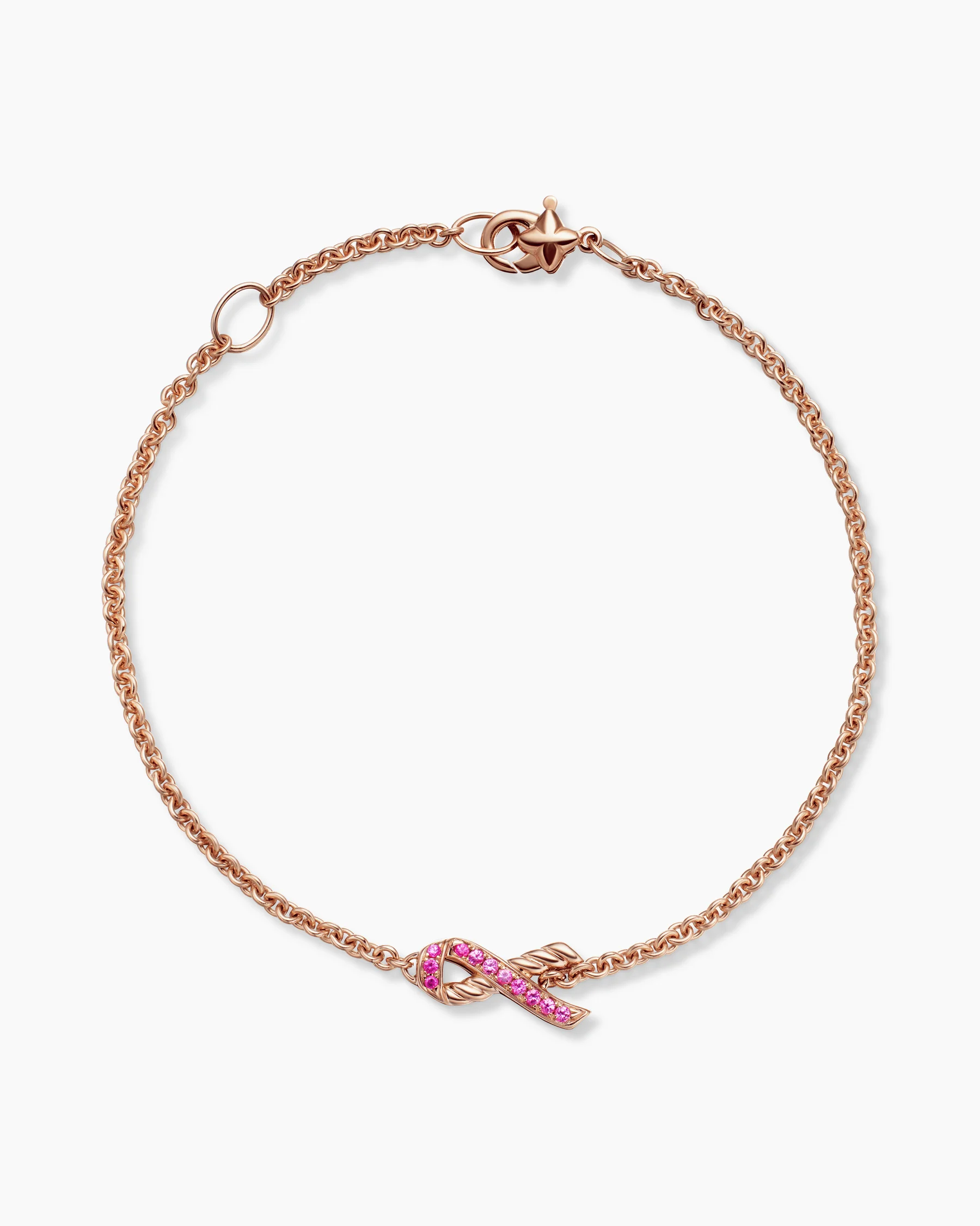 Cable Collectibles® Ribbon Chain Bracelet in 18K Rose Gold with Pavé Pink Sapphires, 15mm 3 Cable Collectibles® Ribbon Chain Bracelet in 18K Rose Gold with Pavé Pink Sapphires, 15mm