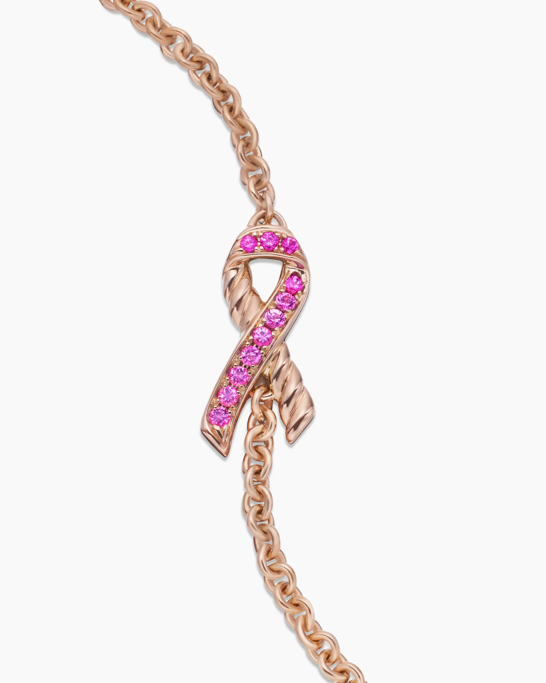 Cable Collectibles® Ribbon Chain Bracelet in 18K Rose Gold with Pavé Pink Sapphires, 15mm 6 Cable Collectibles® Ribbon Chain Bracelet in 18K Rose Gold with Pavé Pink Sapphires, 15mm
