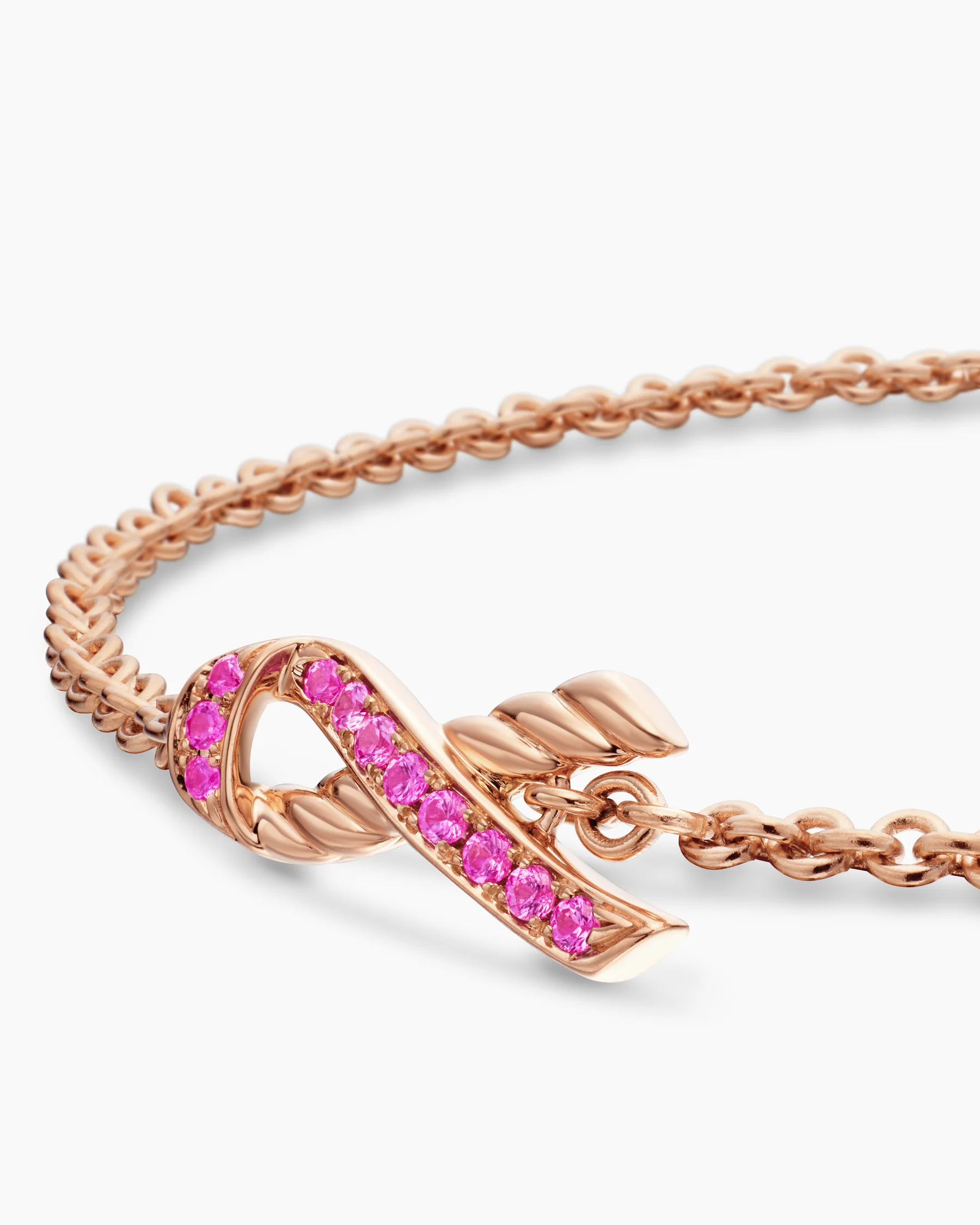 Cable Collectibles® Ribbon Chain Bracelet in 18K Rose Gold with Pavé Pink Sapphires, 15mm 7 Cable Collectibles® Ribbon Chain Bracelet in 18K Rose Gold with Pavé Pink Sapphires, 15mm