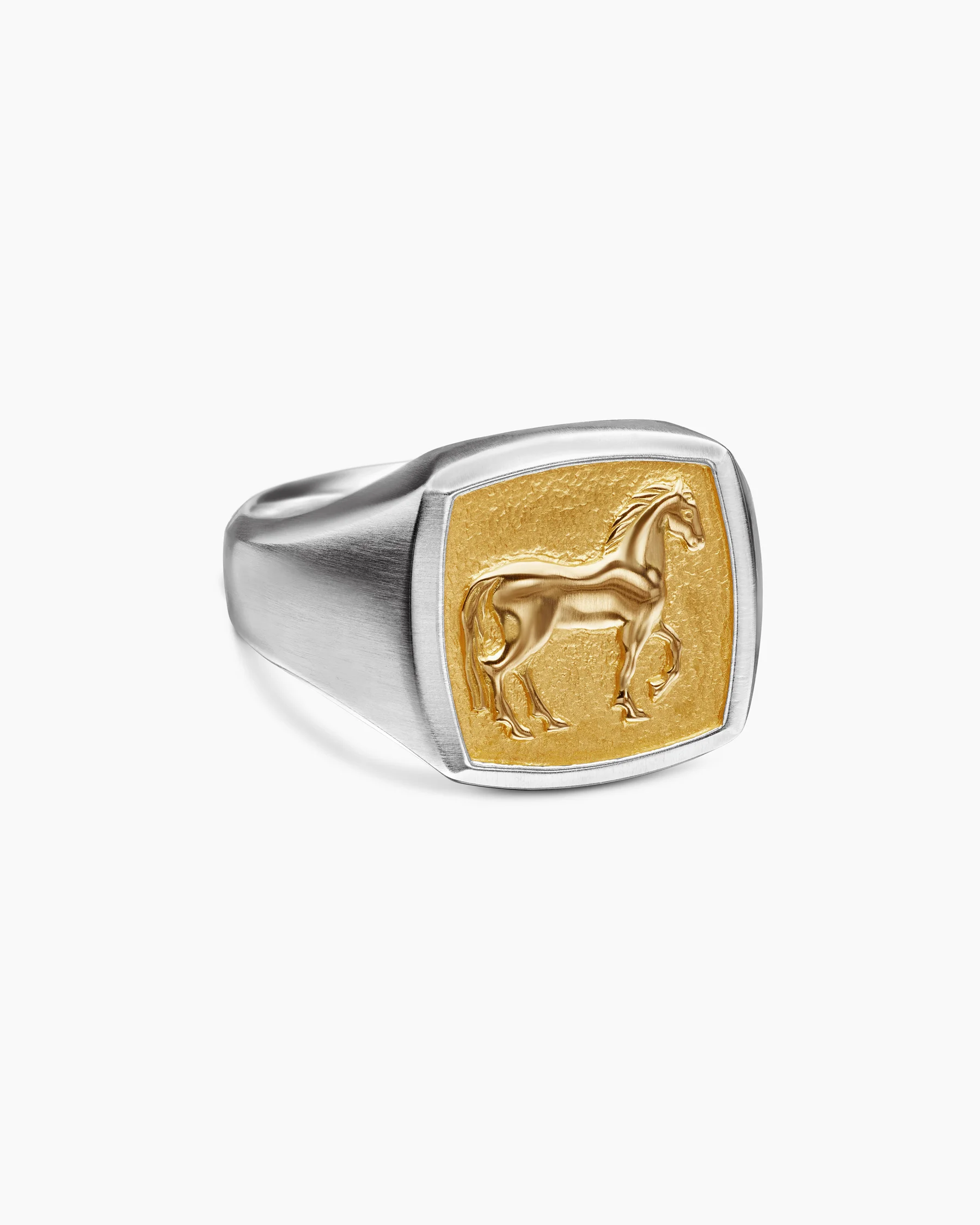 Petrvs® Horse Pinky Ring in 18K Yellow Gold with Black Onyx, 14.8mm