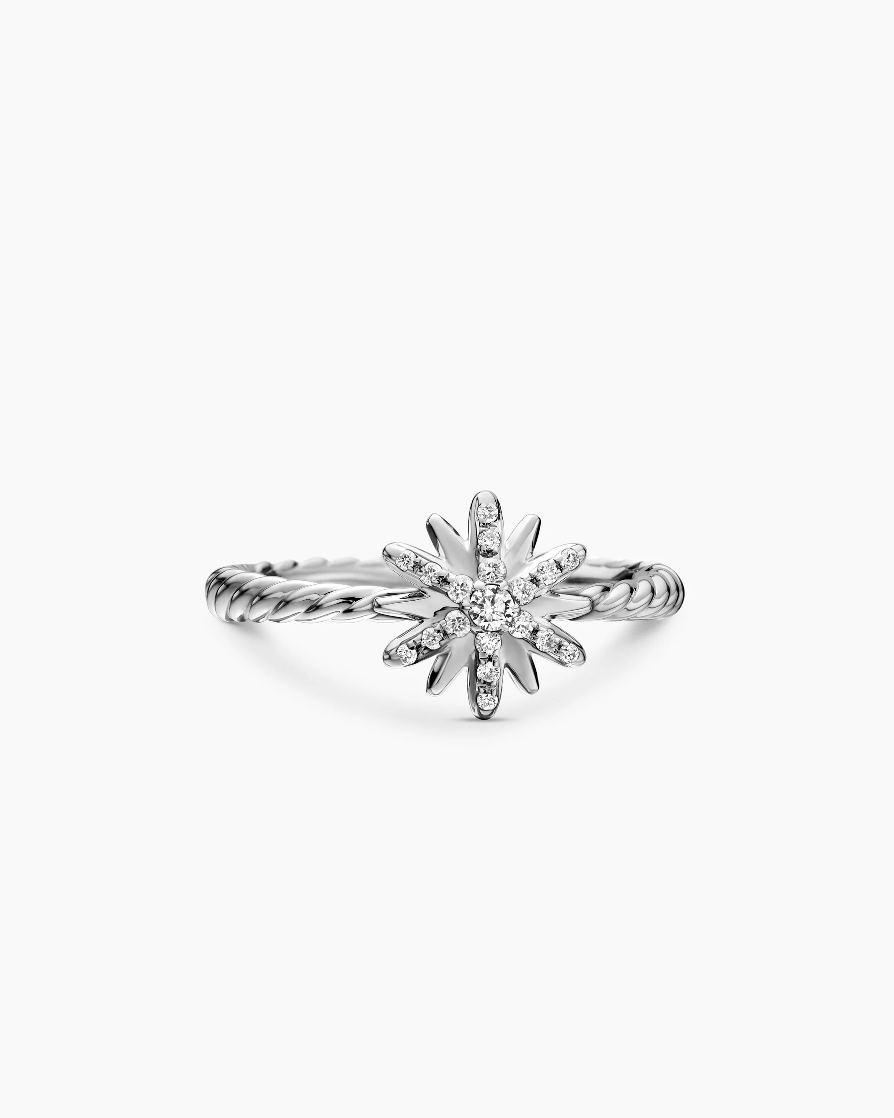 Petite Starburst Ring in Sterling Silver with Diamonds, 10mm 15 Petite Starburst Ring in Sterling Silver with Diamonds, 10mm