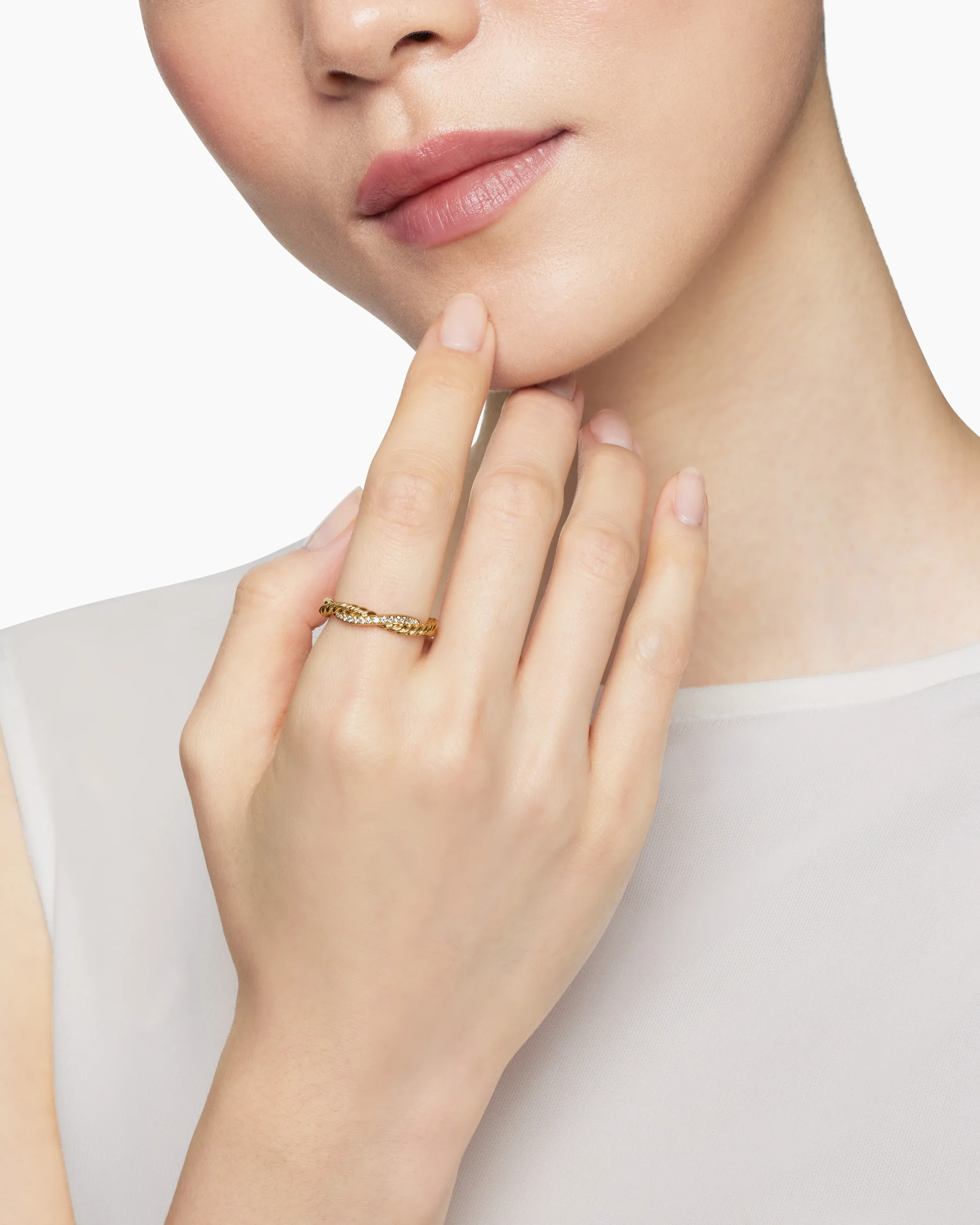 Petite Infinity Band Ring in 18K Yellow Gold with Diamonds, 4mm 7 Petite Infinity Band Ring in 18K Yellow Gold with Diamonds, 4mm