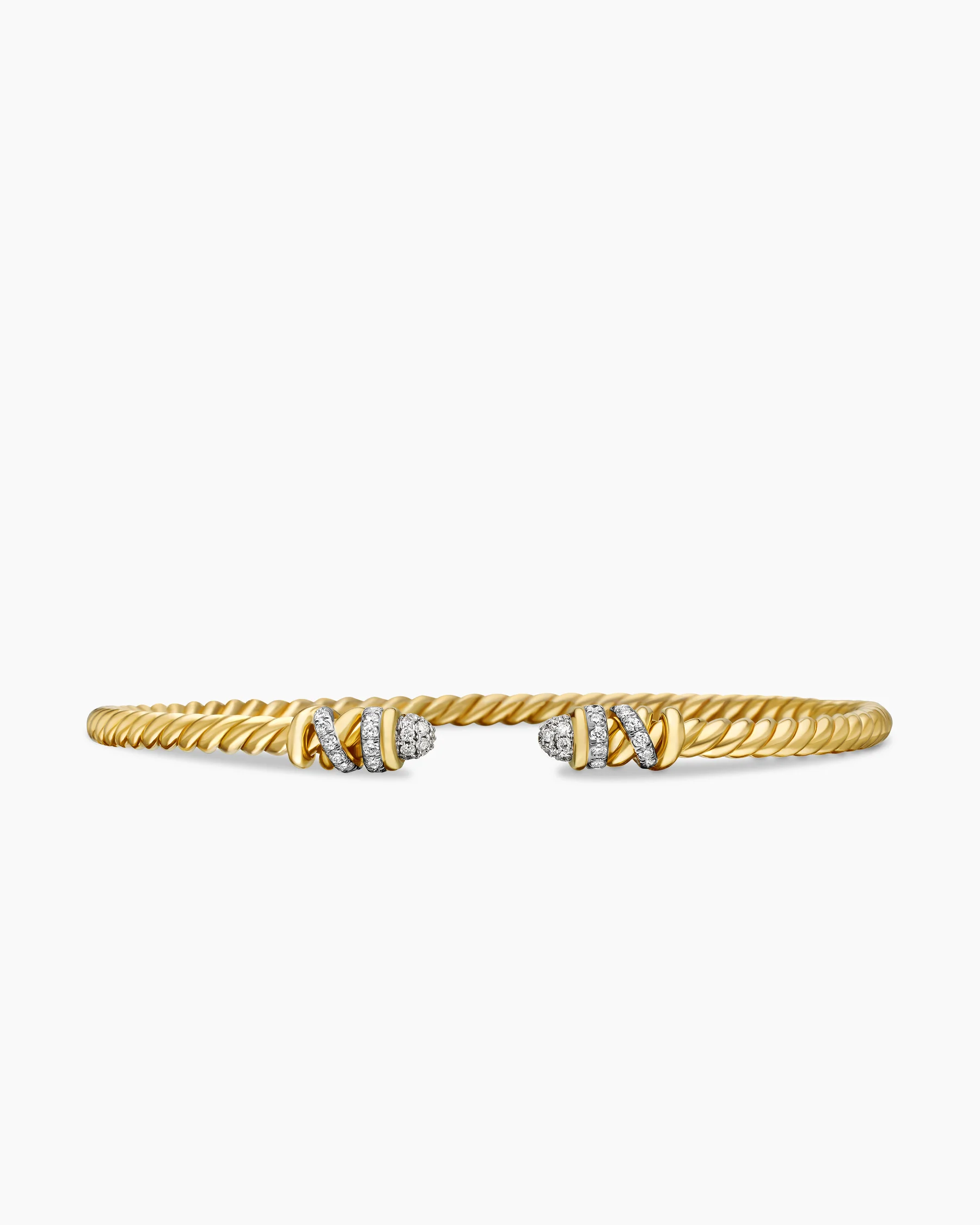 Petite Helena Cablespira® Flex Bracelet in 18K Yellow Gold with Diamonds, 3mm