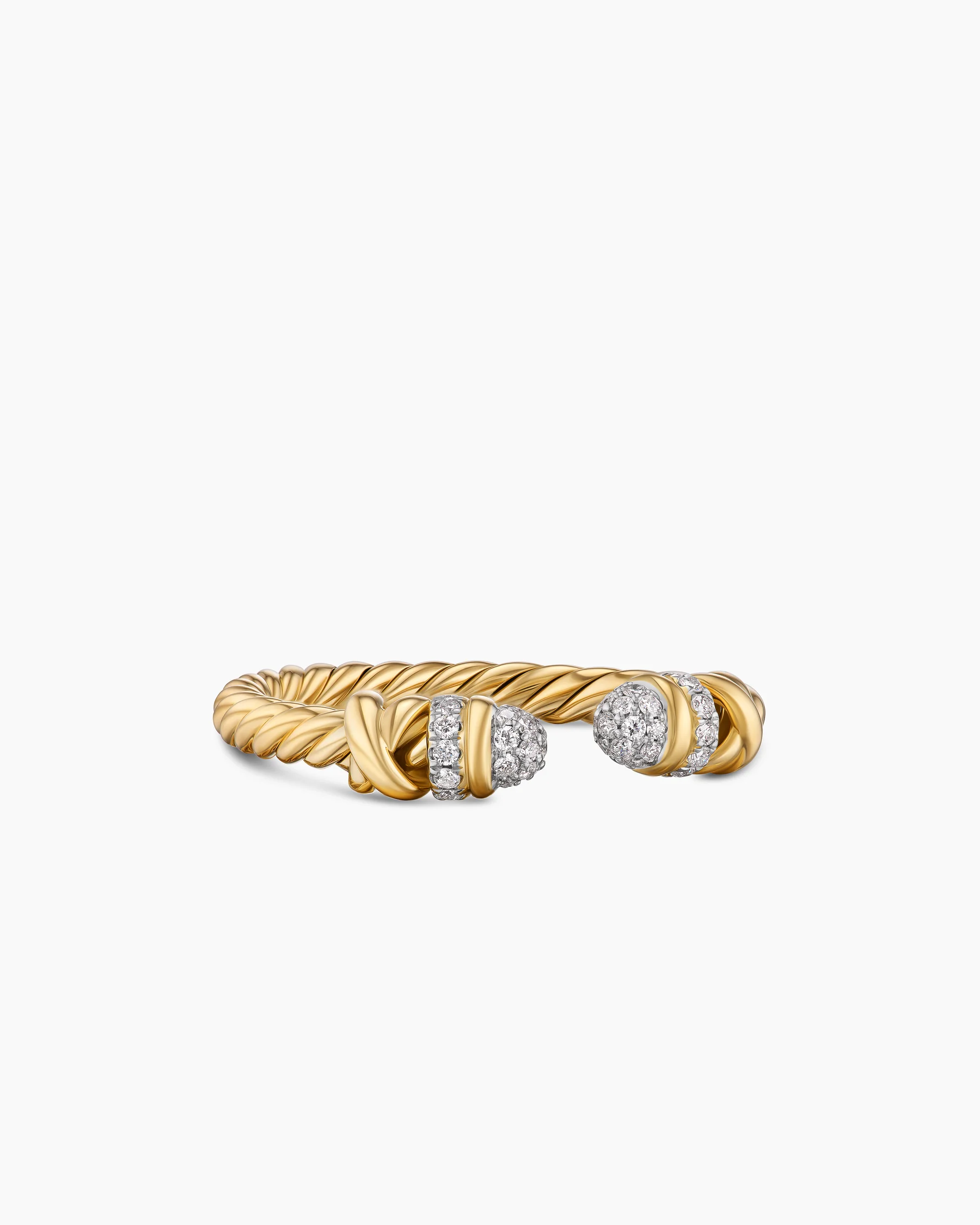 Petite Helena Open Ring in Sterling Silver with 18K Yellow Gold and Diamonds, 2.5mm