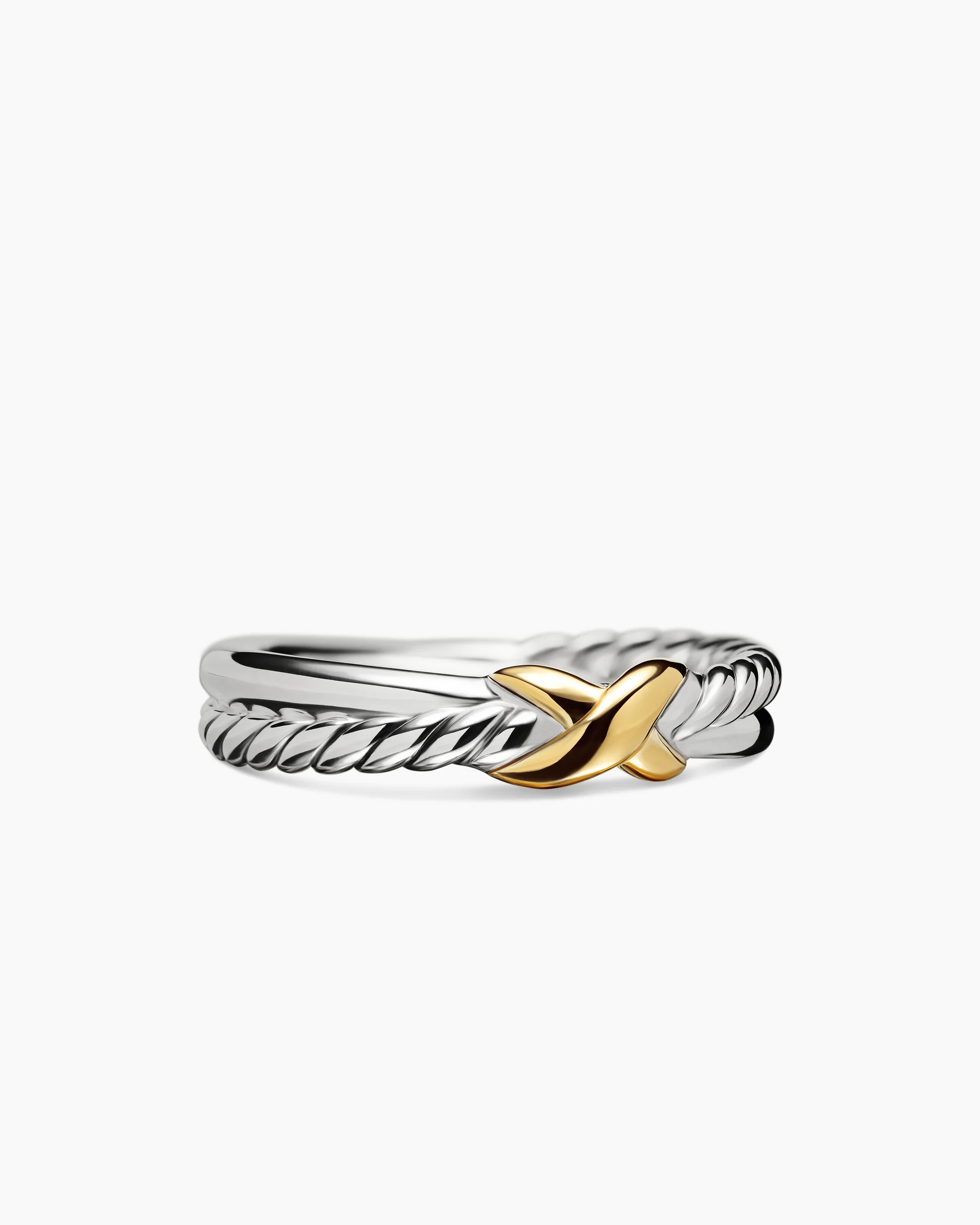 Petite X Ring in Sterling Silver with 18K Yellow Gold, 4mm