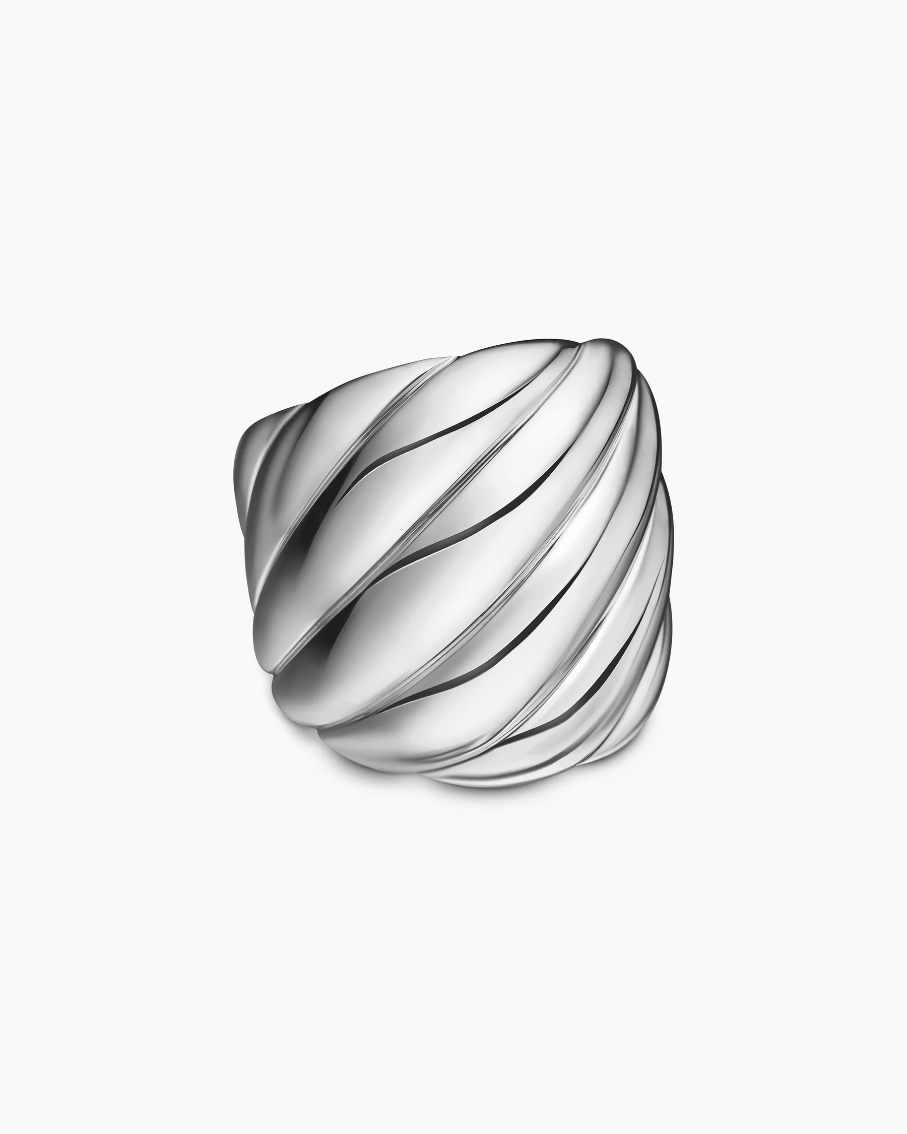 Sculpted Cable Ring in Sterling Silver, 21mm