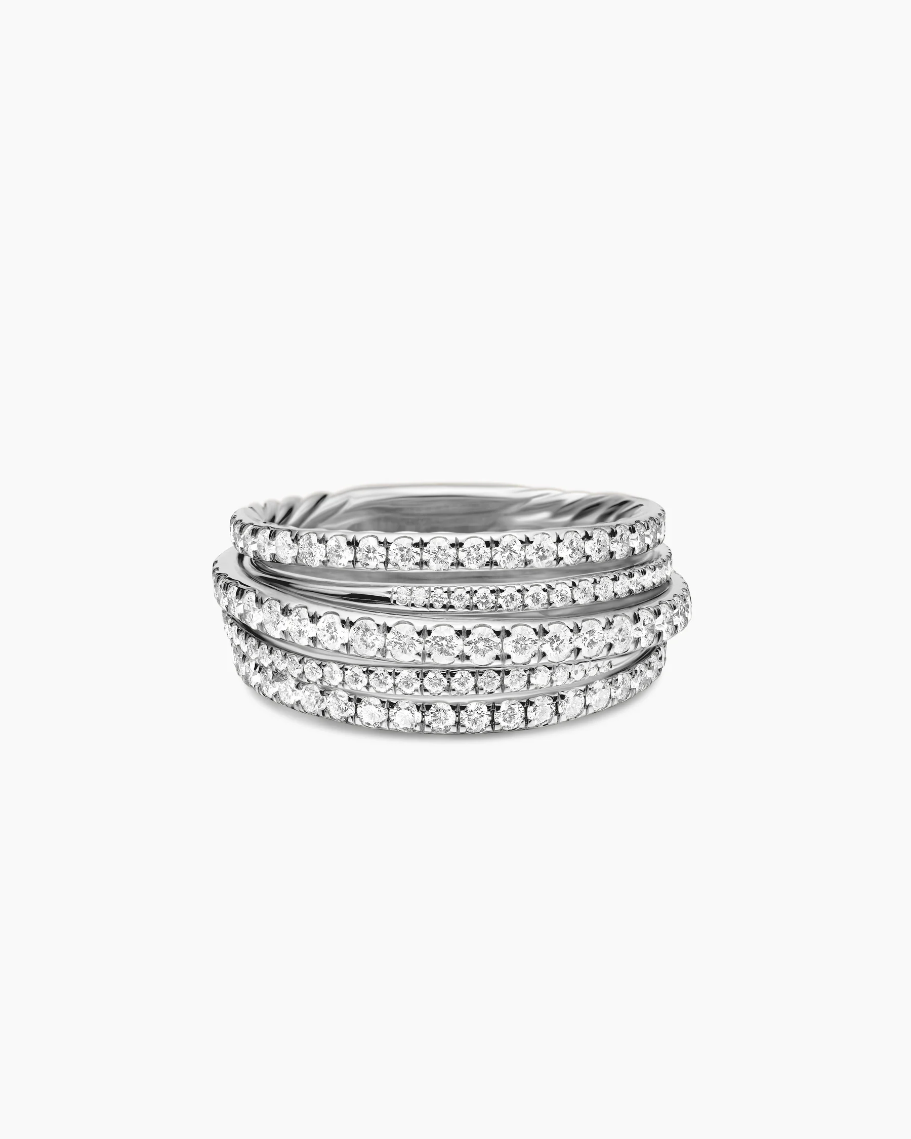 Pavé Crossover Ring in 18K Yellow Gold with Diamonds, 11mm 15 Pavé Crossover Ring in 18K Yellow Gold with Diamonds, 11mm