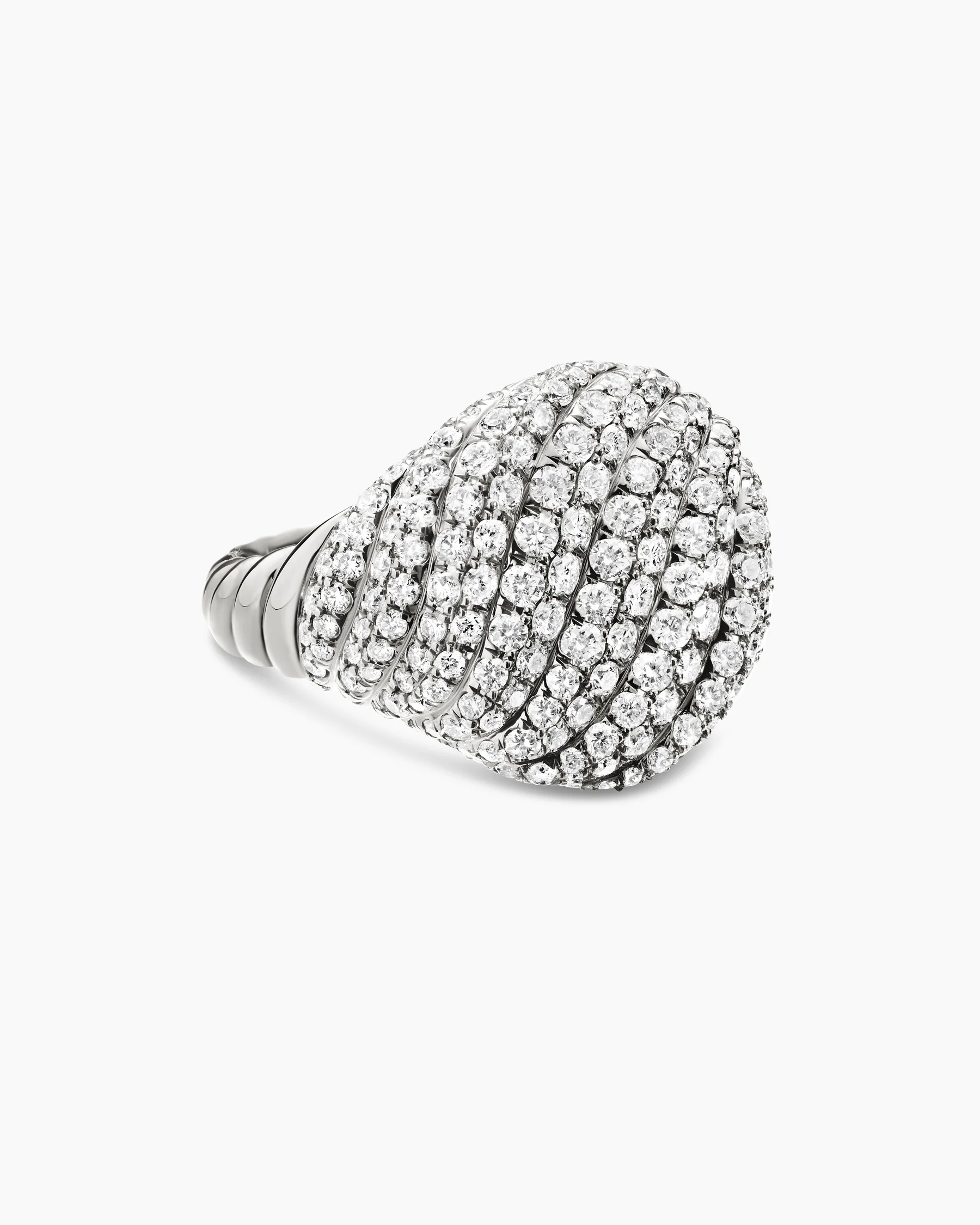 Sculpted Cable Pinky Ring in 18K Yellow Gold with Diamonds, 13mm