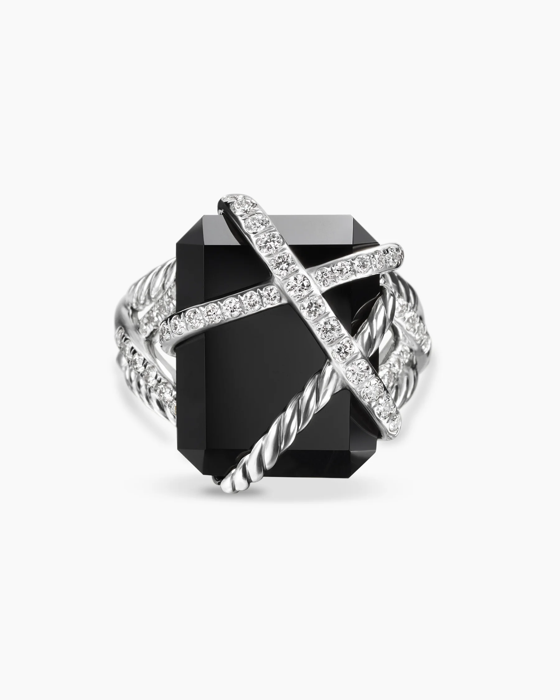 Cable Wrap Ring in Sterling Silver with Crystal and Diamonds, 20.4mm