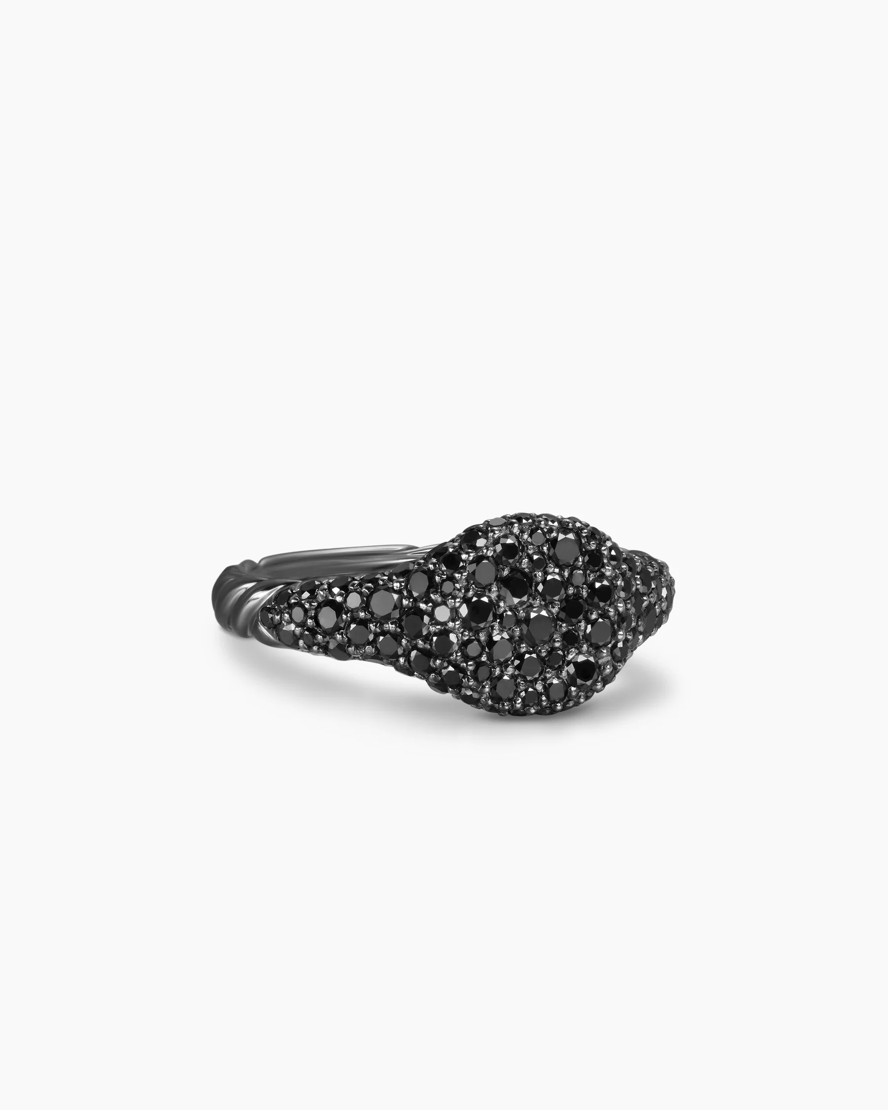 Petite Pavé Pinky Ring in 18K White Gold with Black Rhodium and Black Diamonds, 7mm 1 Petite Pavé Pinky Ring in 18K White Gold with Black Rhodium and Black Diamonds, 7mm