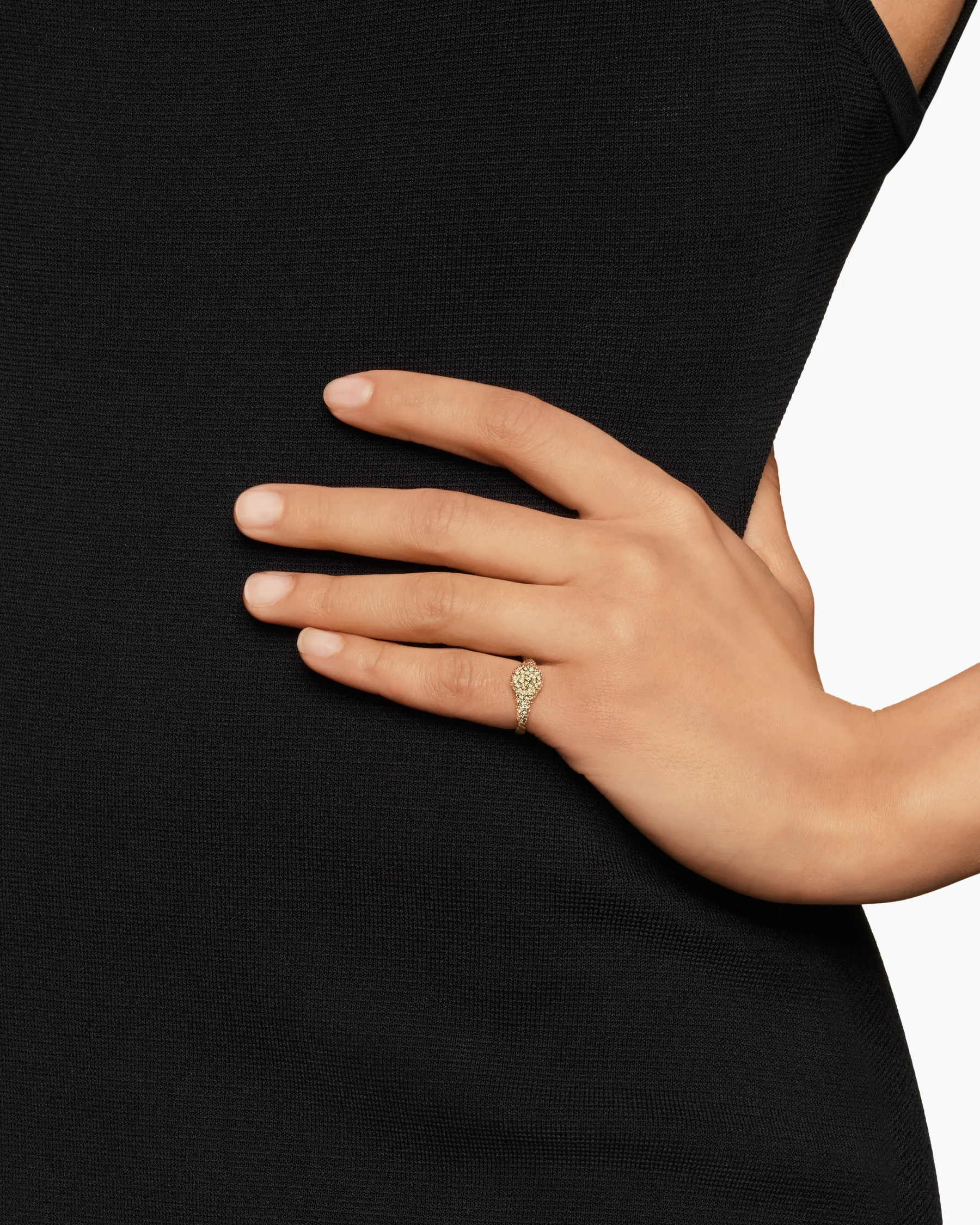 Petite Pavé Pinky Ring in 18K White Gold with Black Rhodium and Black Diamonds, 7mm 10 Petite Pavé Pinky Ring in 18K White Gold with Black Rhodium and Black Diamonds, 7mm