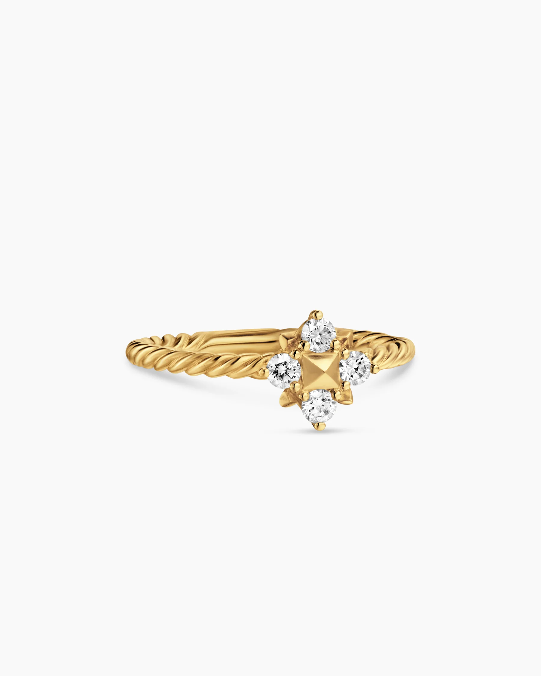 Petite Modern Renaissance® Pyramid Ring in 18K Yellow Gold with Diamonds, 6.2mm