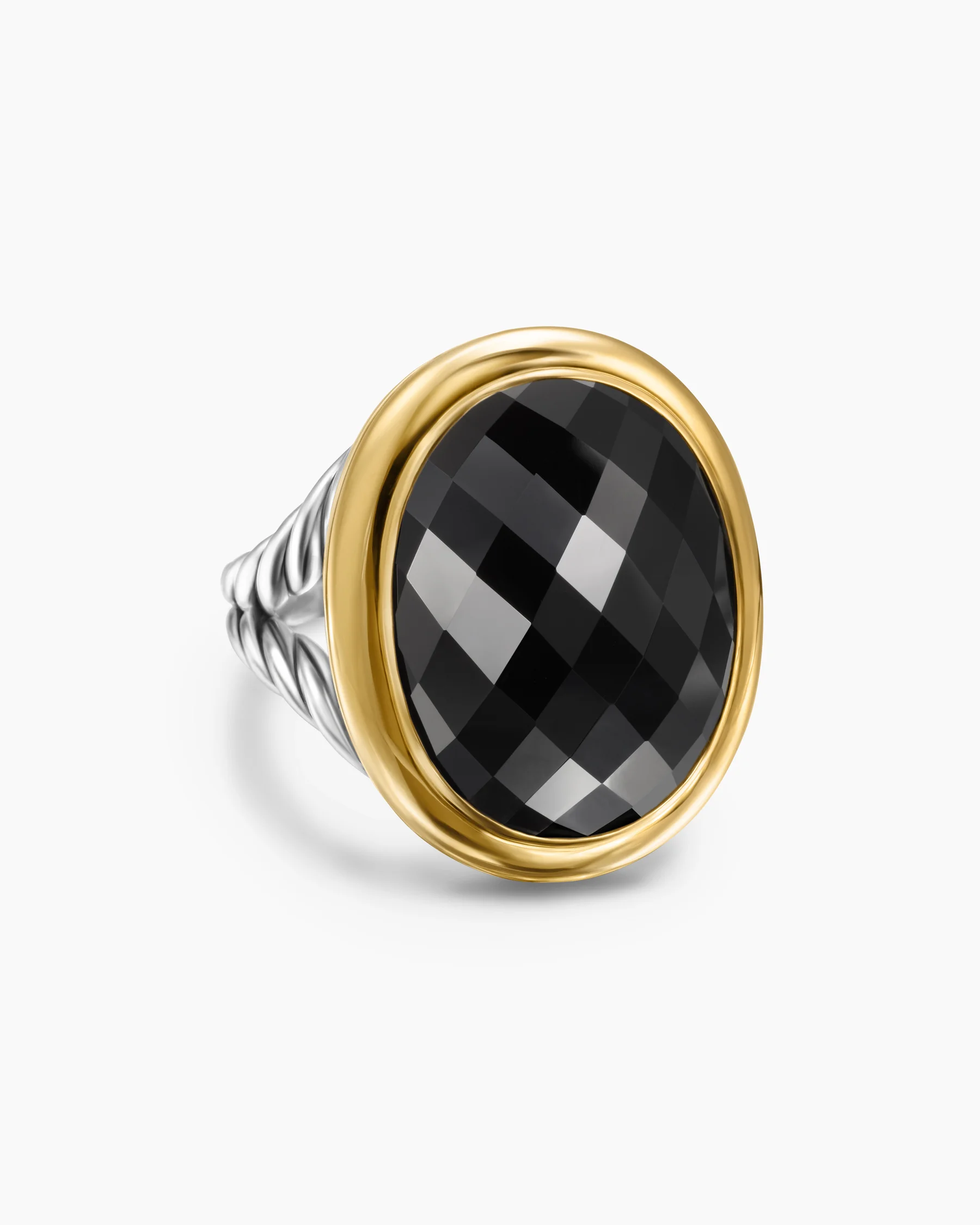Albion® Oval Ring in Sterling Silver with 18K Yellow Gold and Champagne Citrine, 21mm