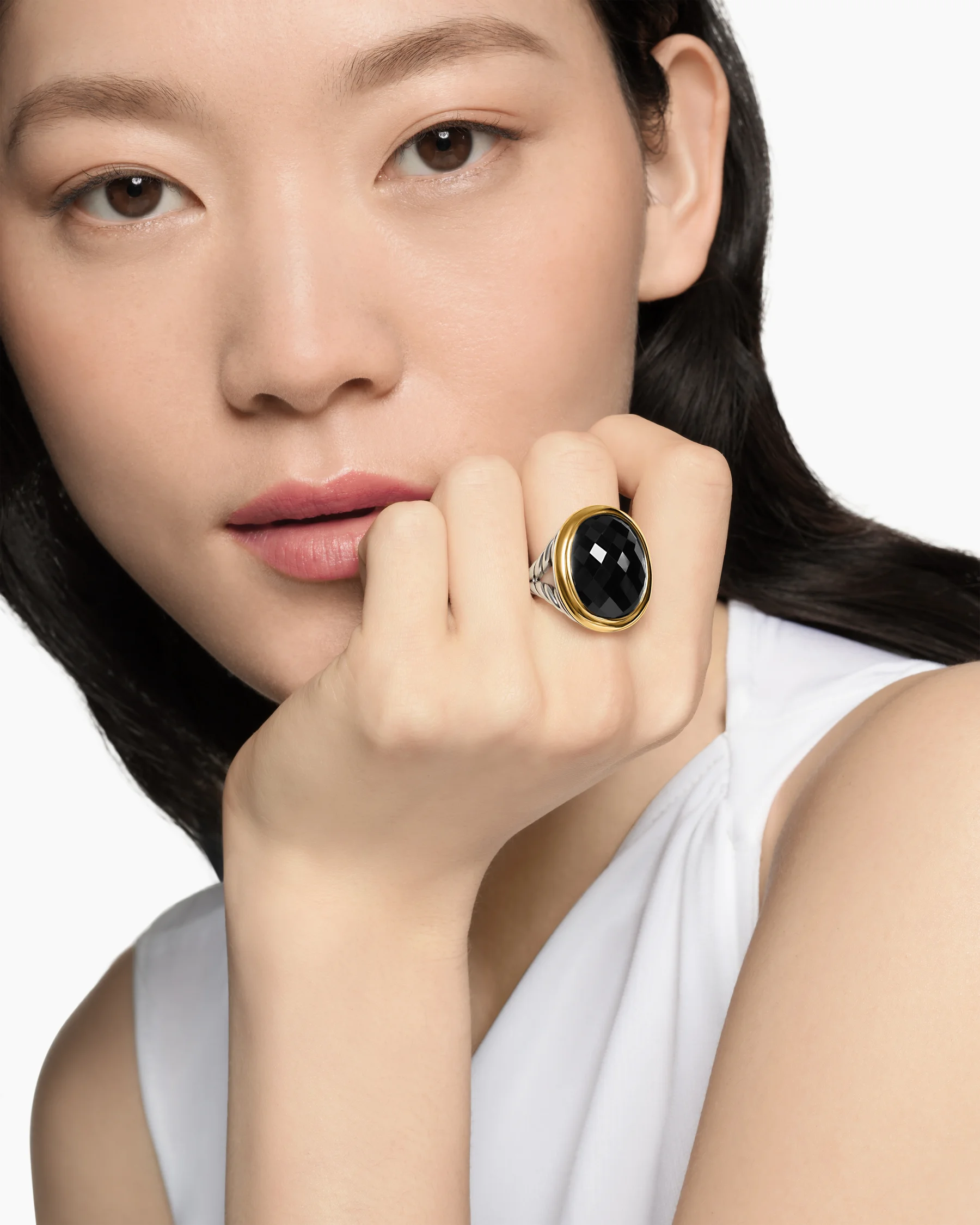 Albion® Oval Ring in Sterling Silver with 18K Yellow Gold and Champagne Citrine, 21mm
