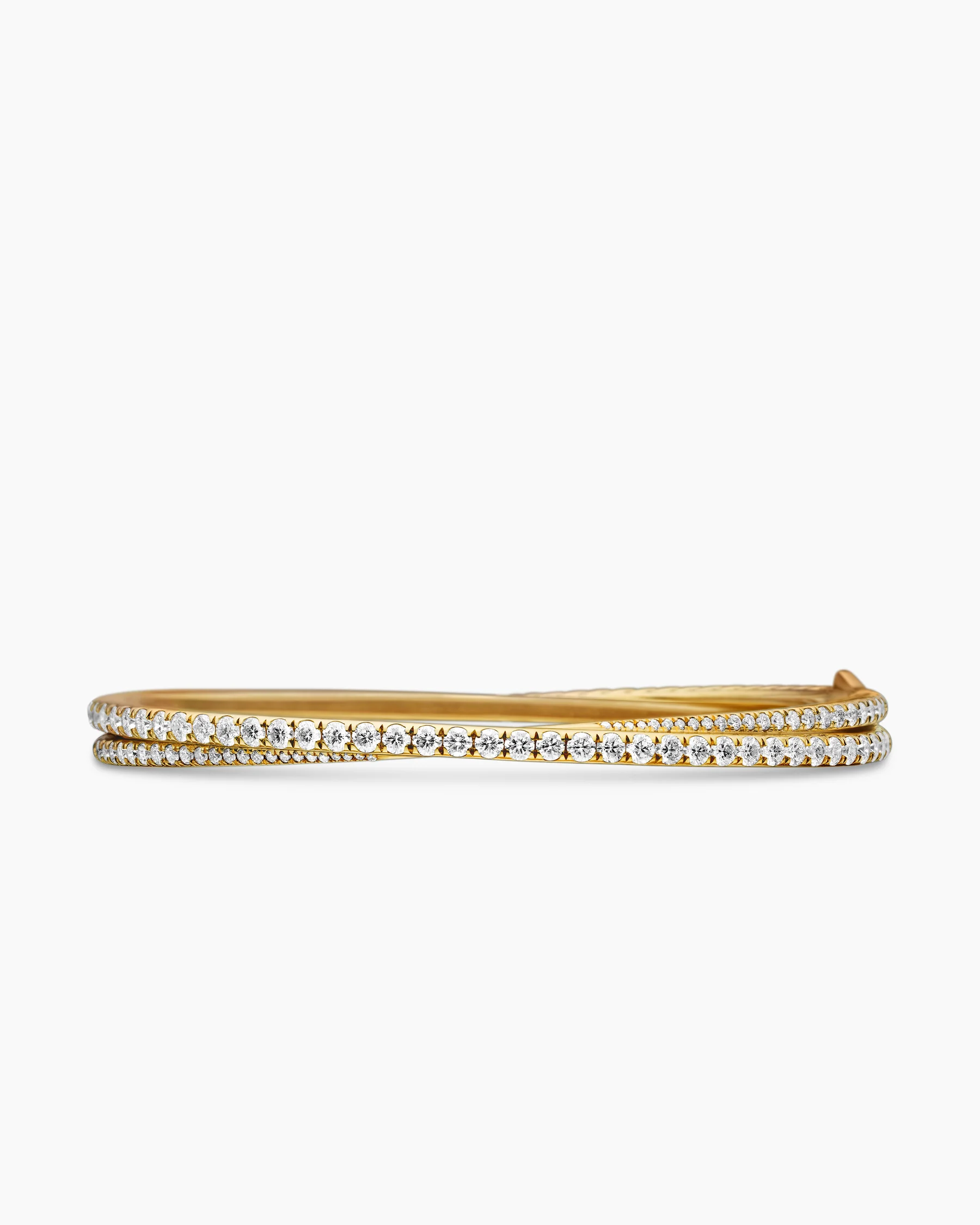 Pavé Crossover Two Row Bracelet in 18K White Gold with Diamonds, 5.5mm