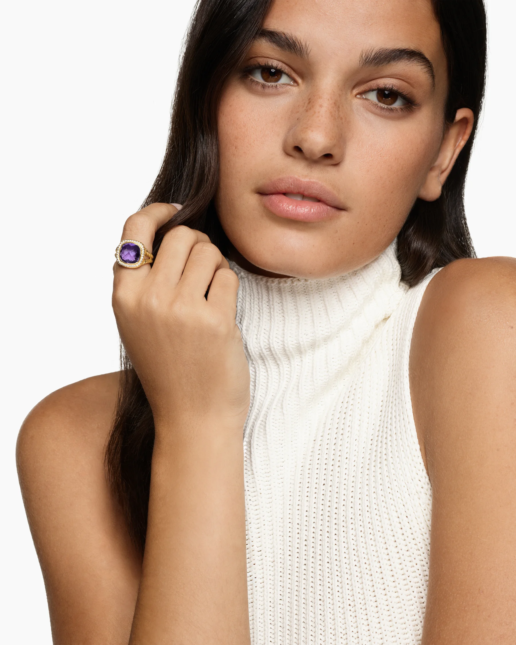 Albion® Ring in 18K Yellow Gold with Amethyst and Diamonds, 11mm 23 Albion® Ring in 18K Yellow Gold with Amethyst and Diamonds, 11mm
