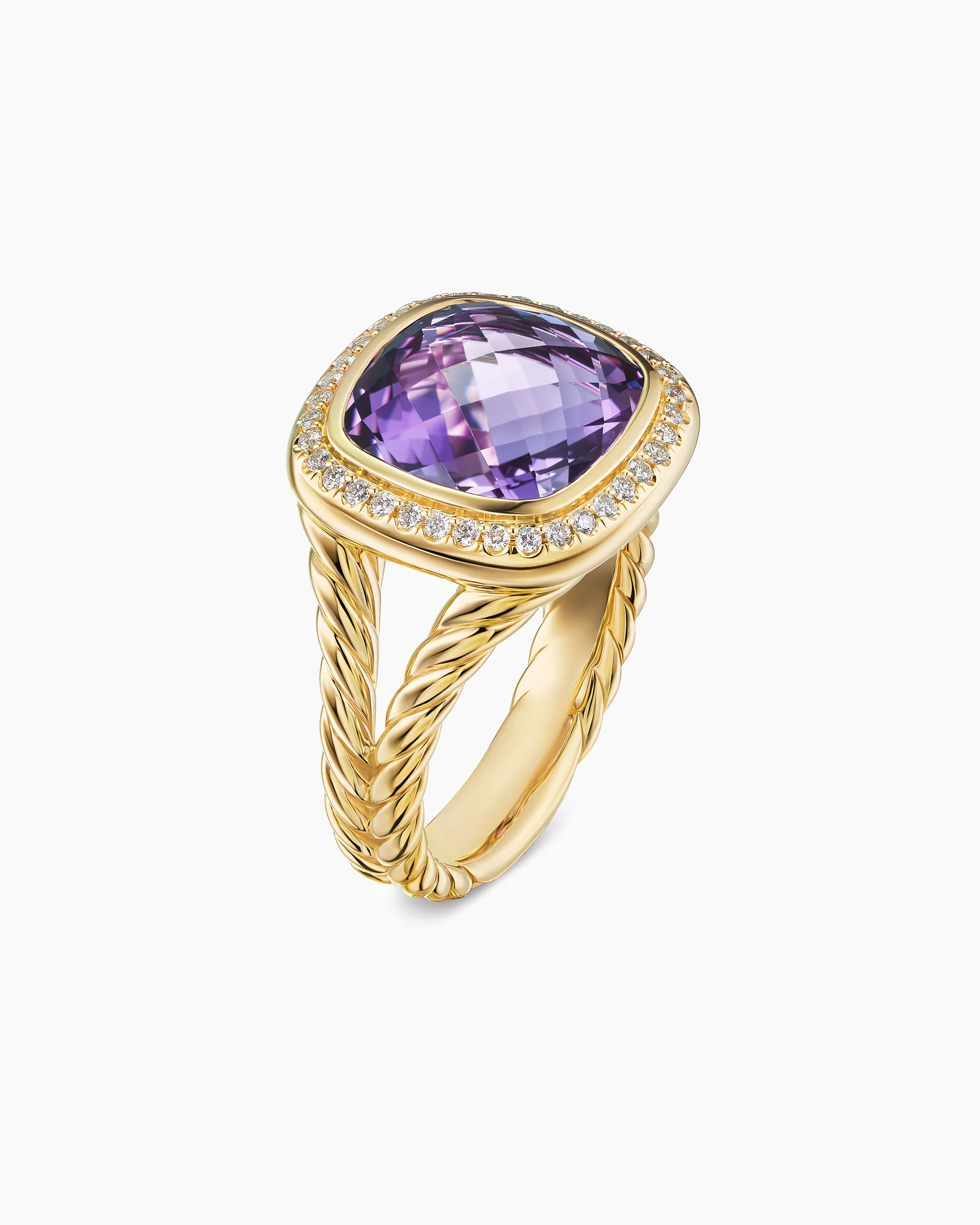 Albion® Ring in 18K Yellow Gold with Amethyst and Diamonds, 11mm 24 Albion® Ring in 18K Yellow Gold with Amethyst and Diamonds, 11mm