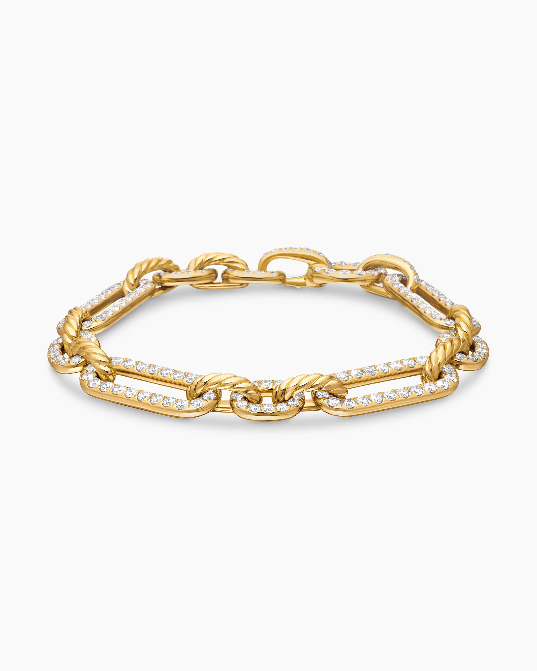 Lexington Chain Bracelet in 18K Yellow Gold with Full Pavé Diamonds, 9.8mm